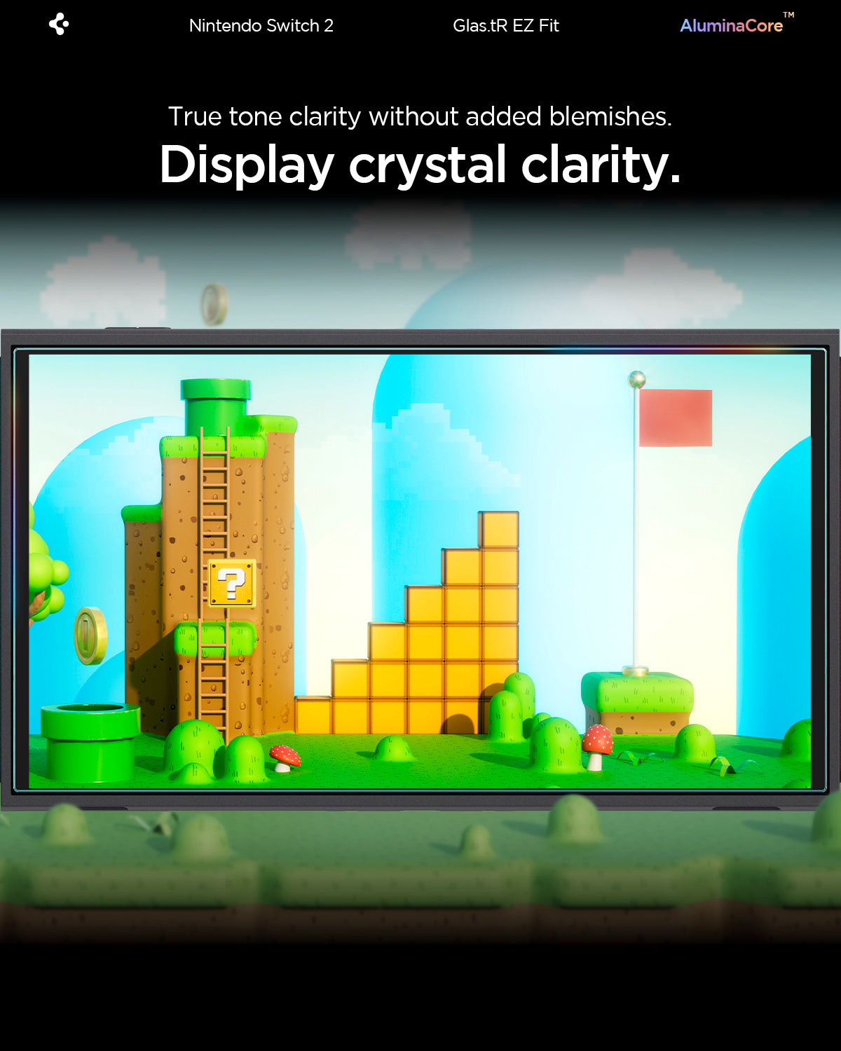 AGL10156 - Nintendo Switch 2 GLAS.tR EZ Fit true tone clarity without added blemishes. display crystal clarity