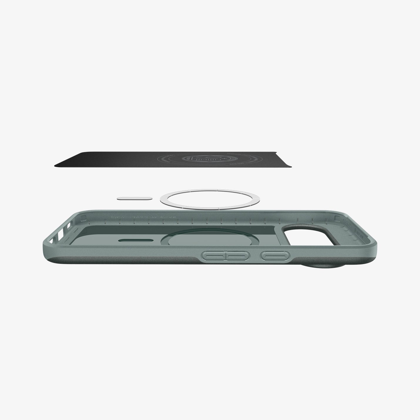 ACS09701 - Pixel 10, Pixel 10 Pro Thin Fit (MagFit) in Sage Green showing the multiple layers of case with device