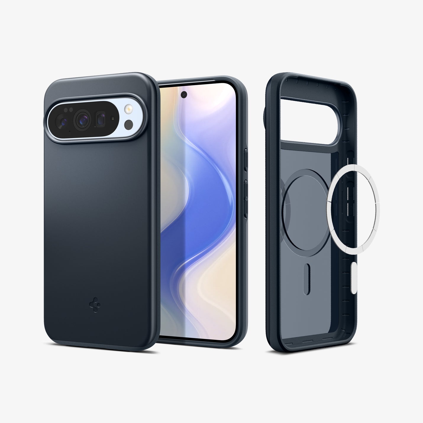 ACS09723 - Pixel 10 Pro XL Thin Fit (MagFit) in Metal Slate showing the back, front and inside