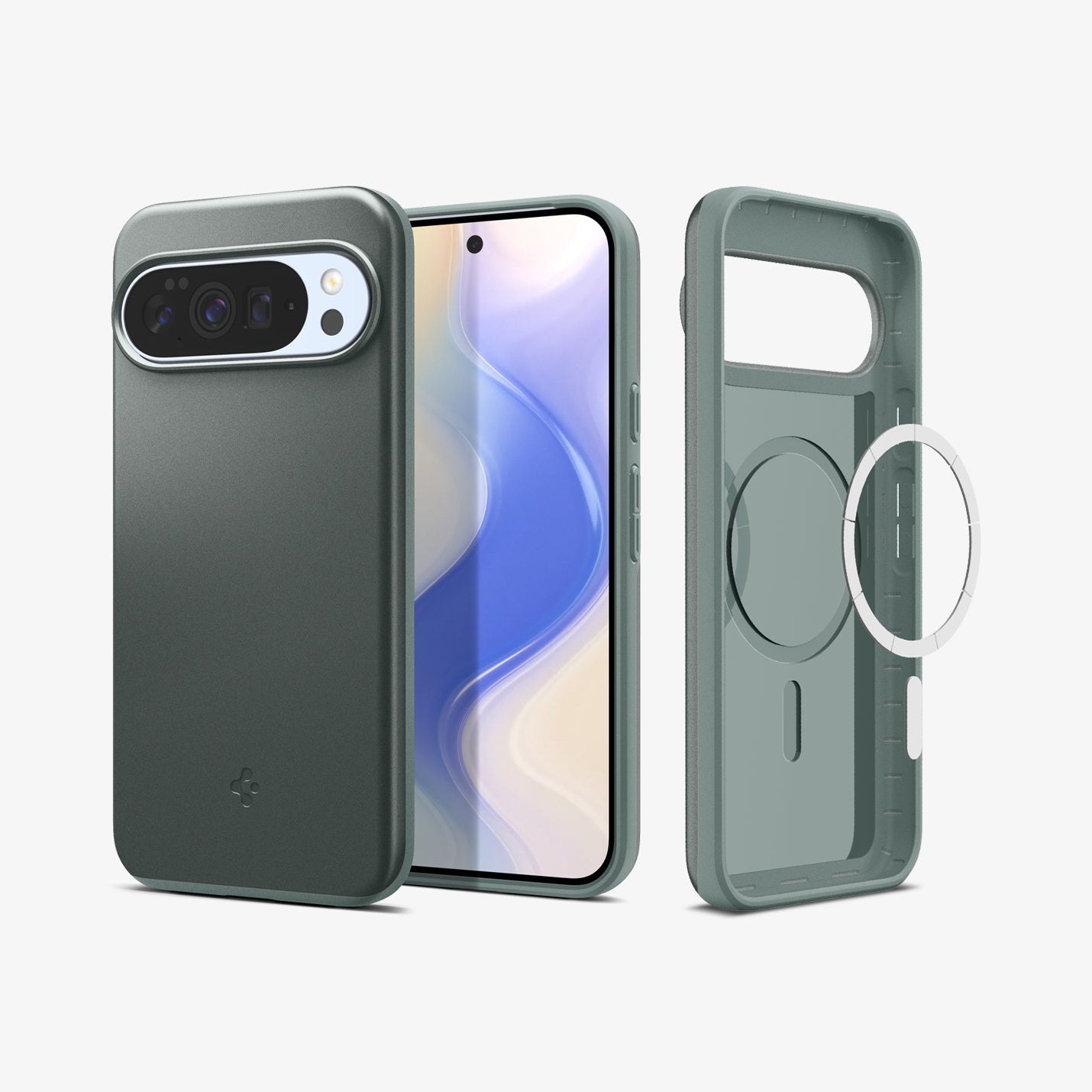 ACS09724 - Pixel 10 Pro XL Thin Fit (MagFit) in Sage Green showing the back, front and inside