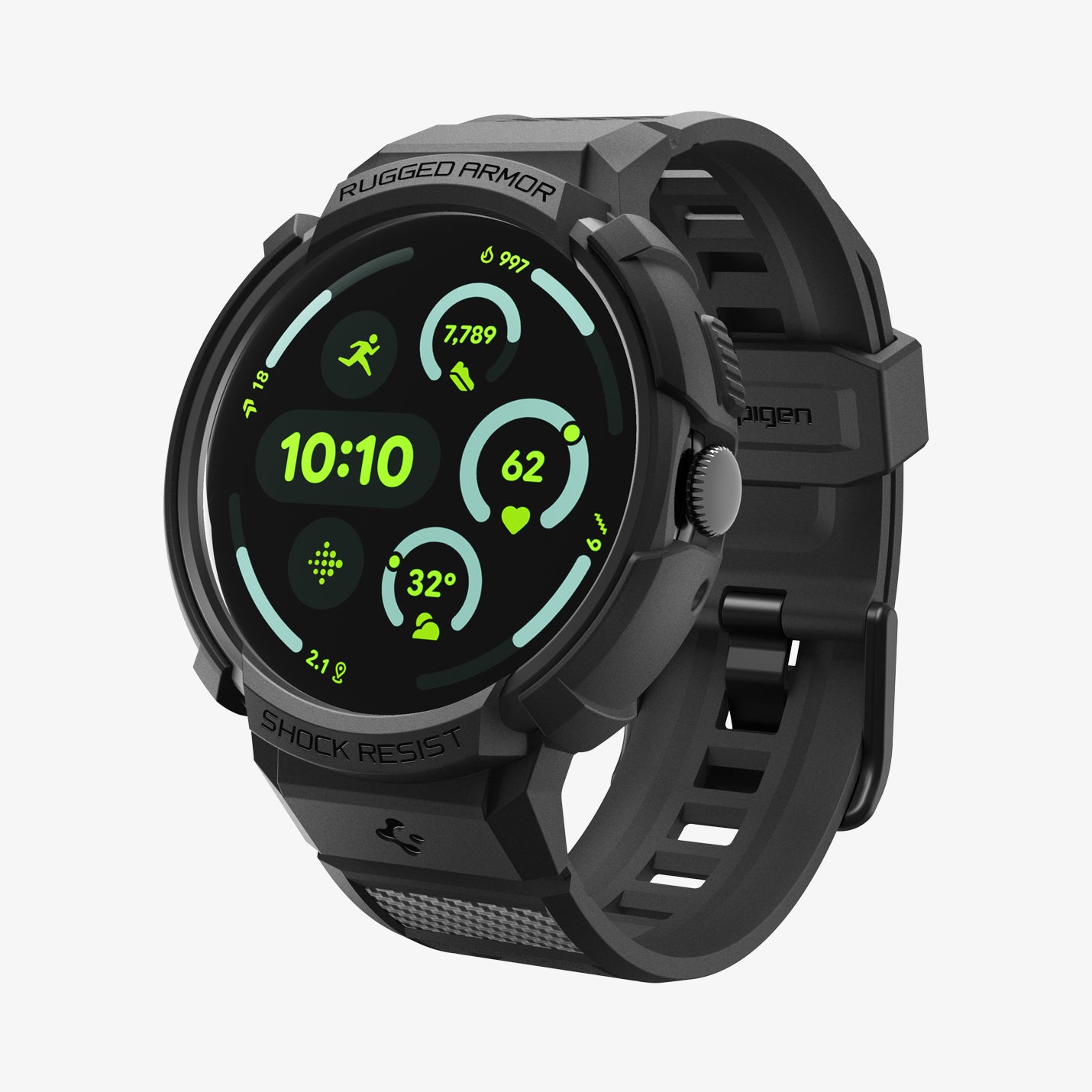 ACS09489 - GWdde Band Rugged Armor Pro in black showing the front and partial side