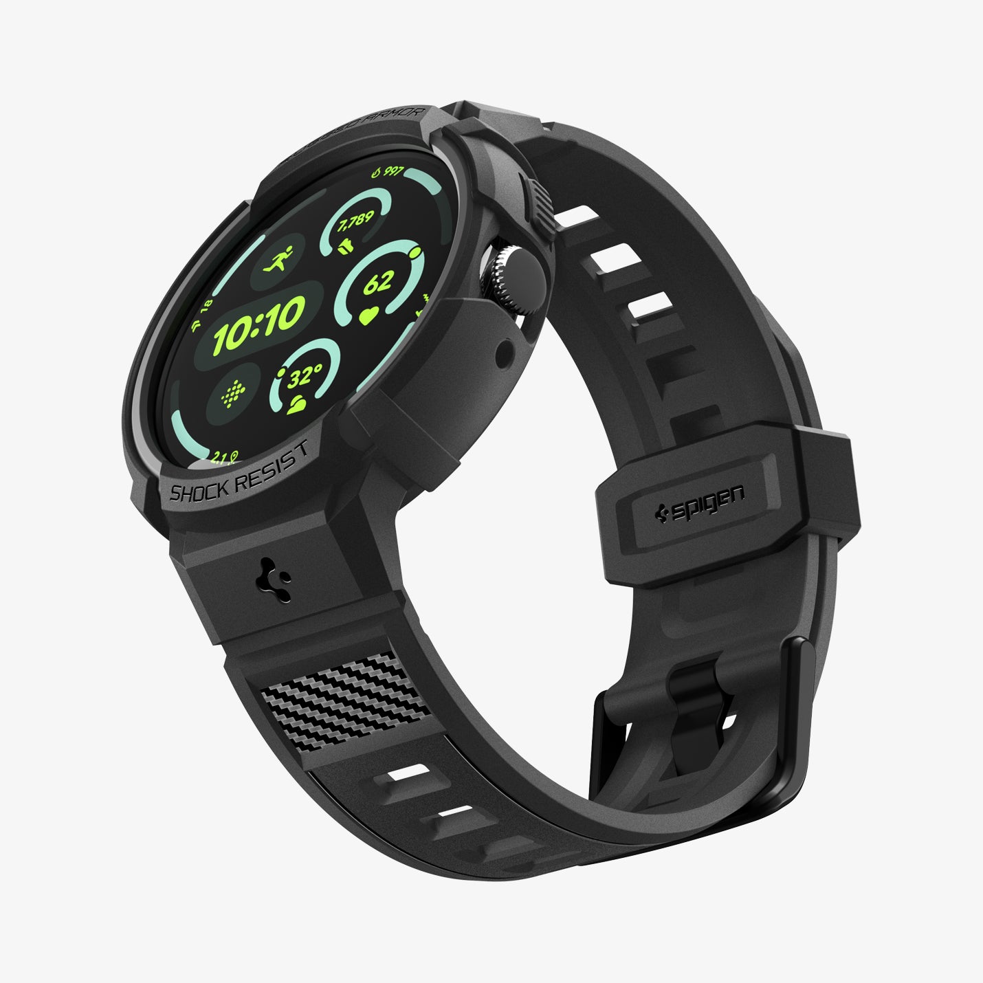 ACS09489 - GWdde Band Rugged Armor Pro in black showing the front, bottom and side