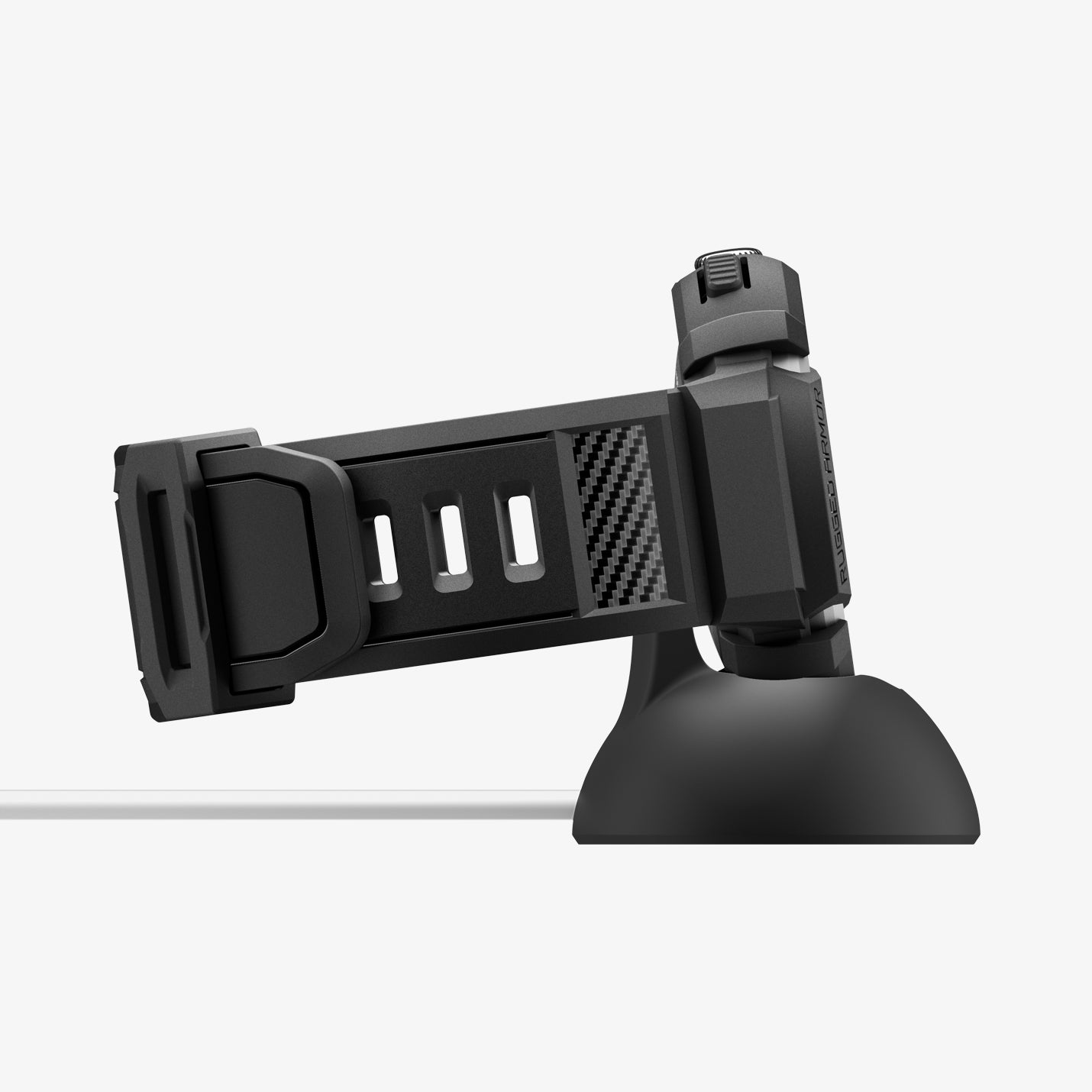 ACS09489 - GWdde Band Rugged Armor Pro in black showing the side with watch on charging stand