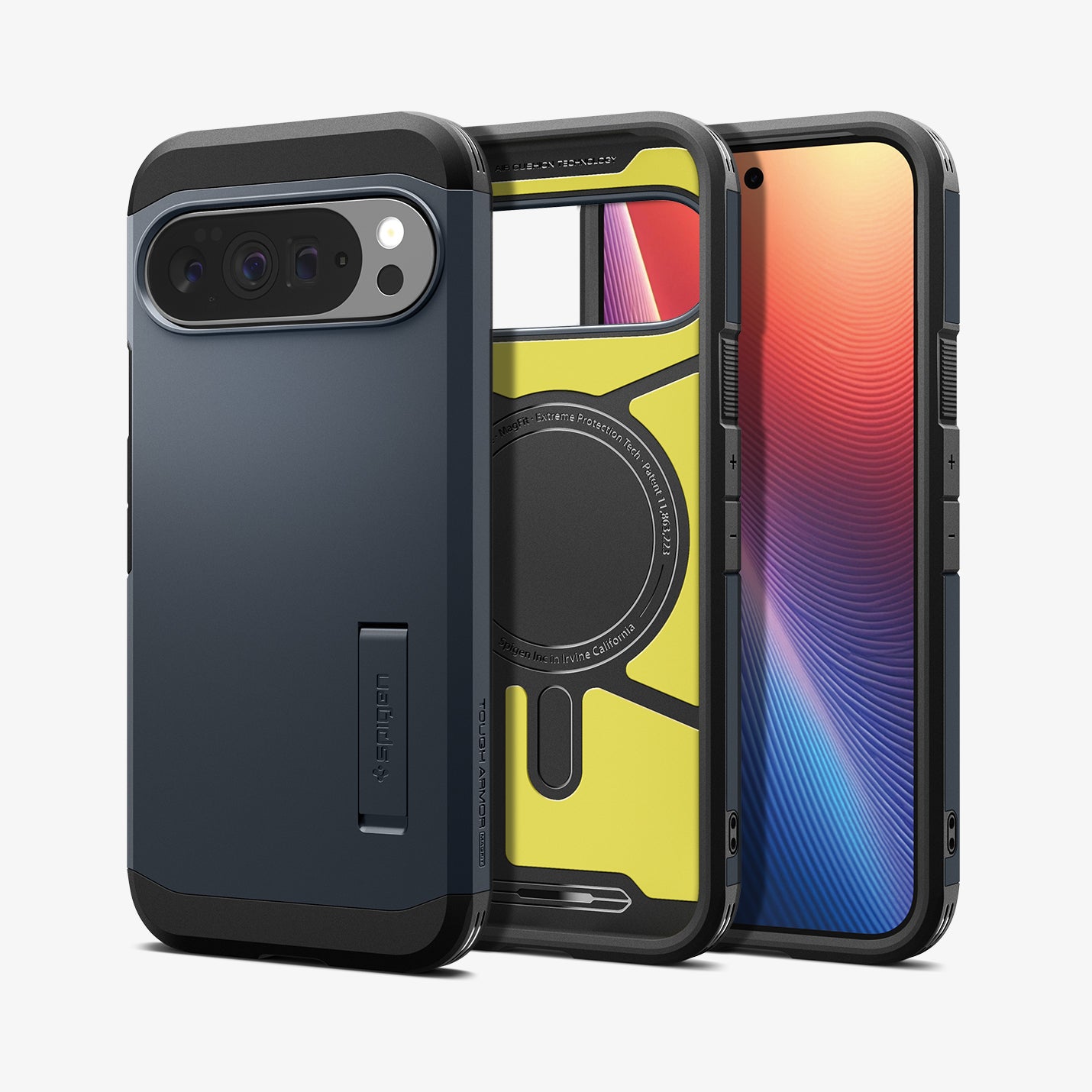 ACS09729 - Pixel 10 Pro XL Tough Armor AI (MagFit) in Metal Slate showing the back, front and inside