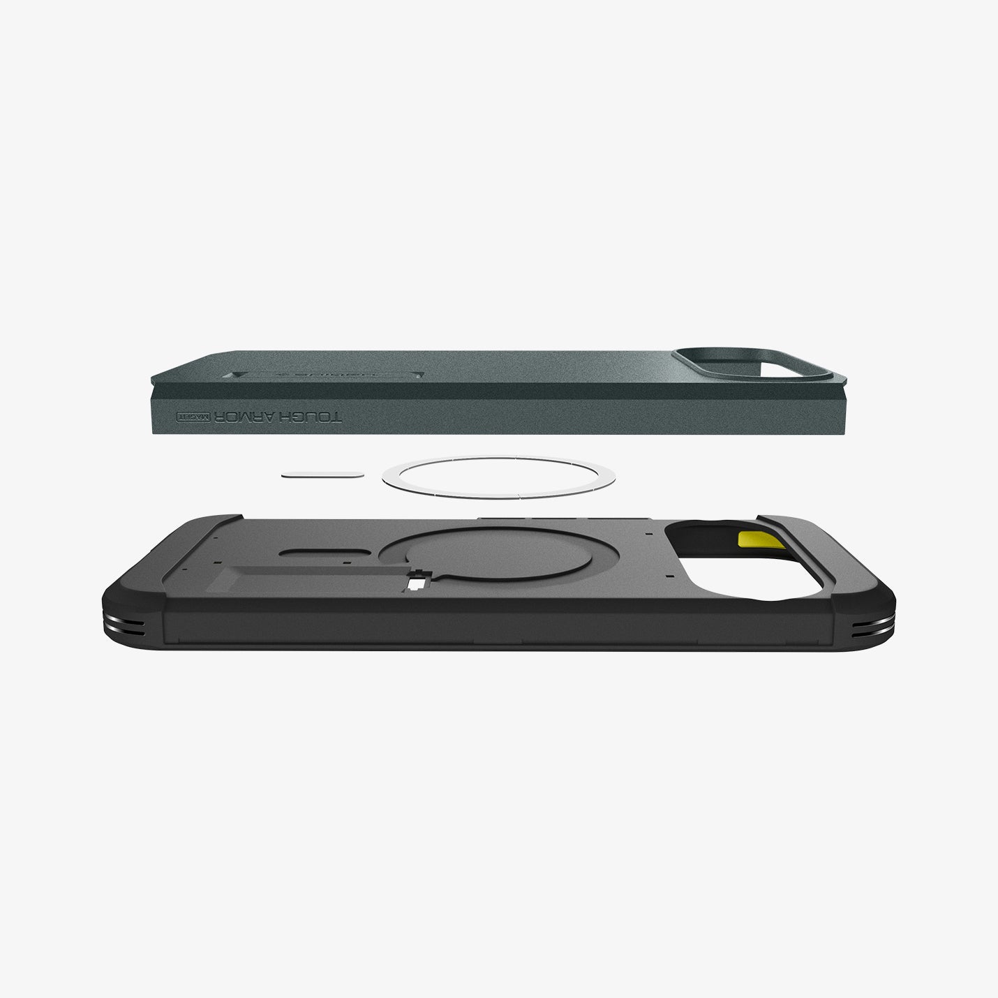 ACS09707 - Pixel 10 Pixel 10 Pro Tough Armor AI (MagFit) in Abyss Green showing the multiple layers of case with device