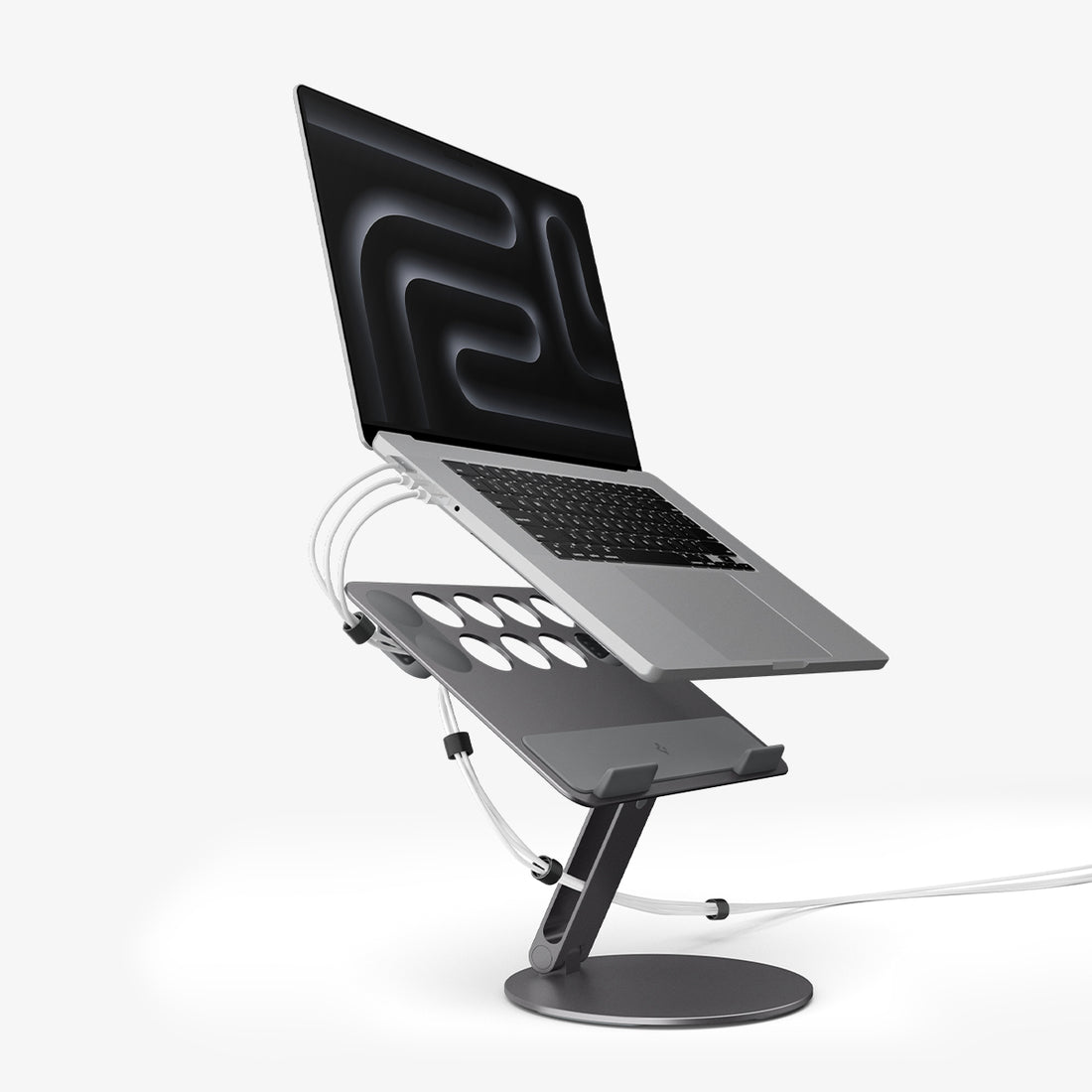AMP09303 - Laptop Stand | LD206C in Space Gray showing the front and back