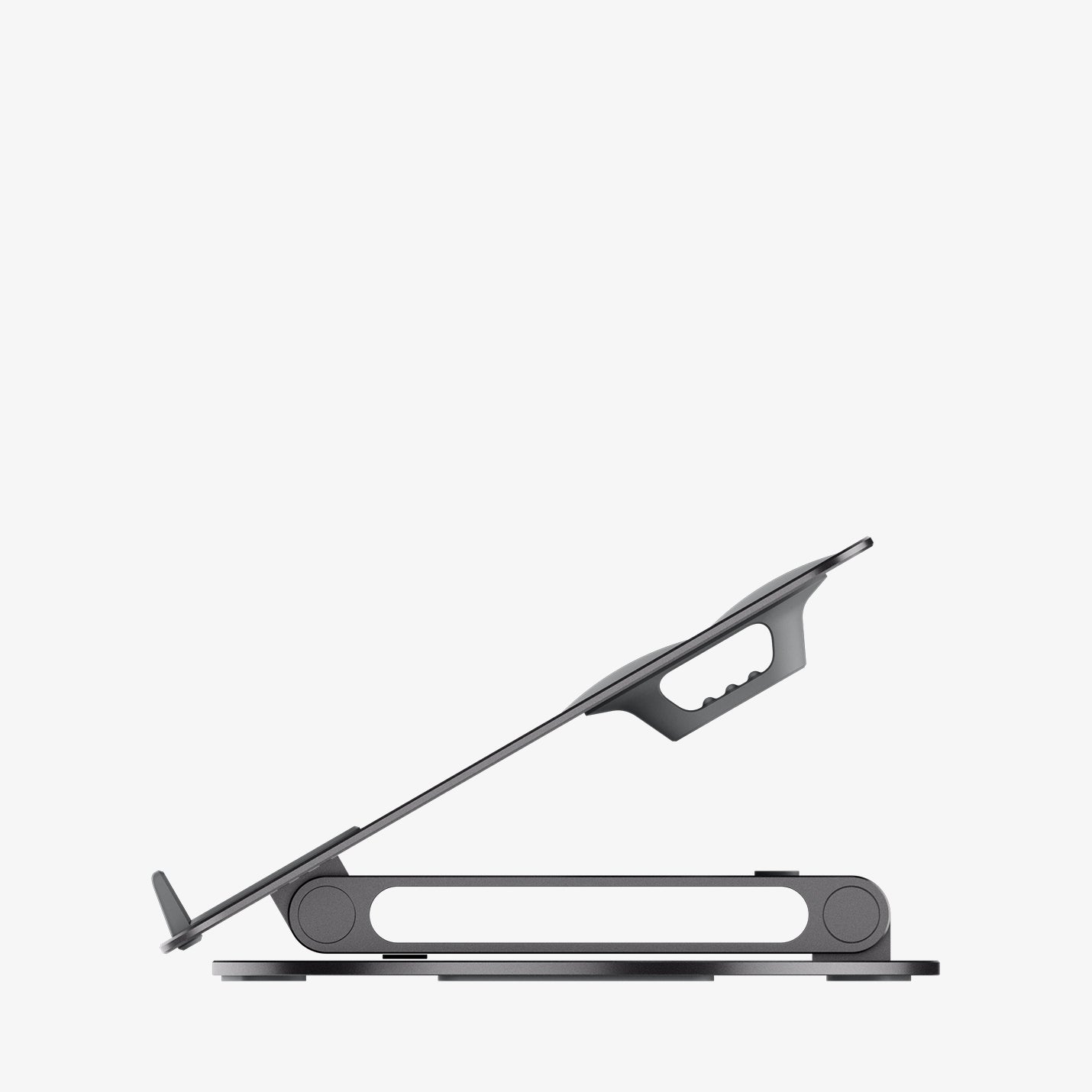 AMP09303 - Laptop Stand | LD206C in Space Gray showing the side stand partially folded