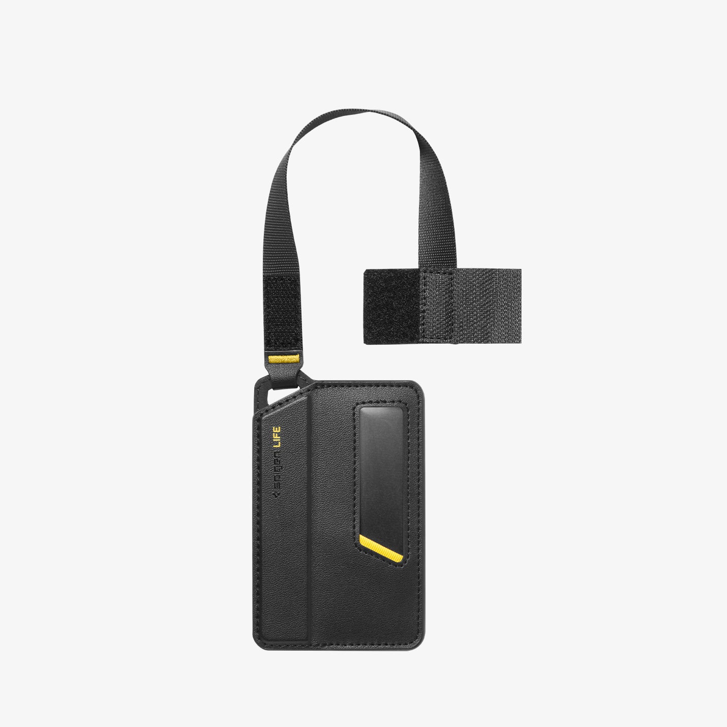 AHP09776 - luggage tag in black showing velcro open