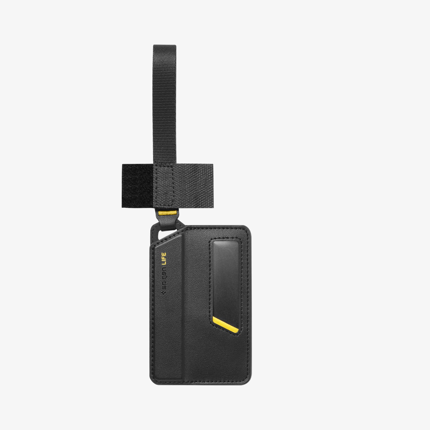AHP09776 - luggage tag in black showing velcro open