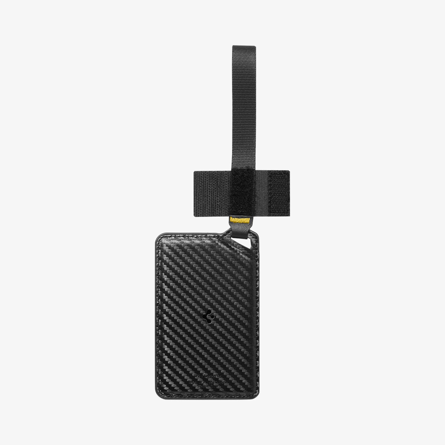 AHP09776 - luggage tag in black showing velcro with back part.