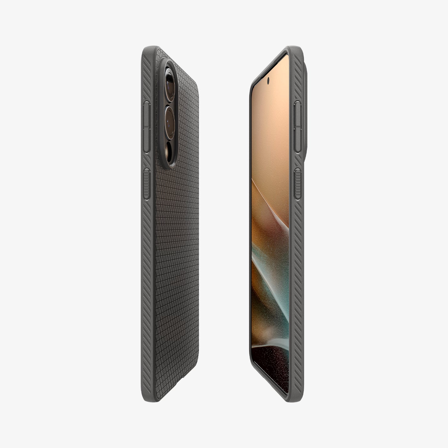 ACS09421 - Galaxy S25 Edge Case Liquid Air in Marble Gray showing the partial back, partial front and sides