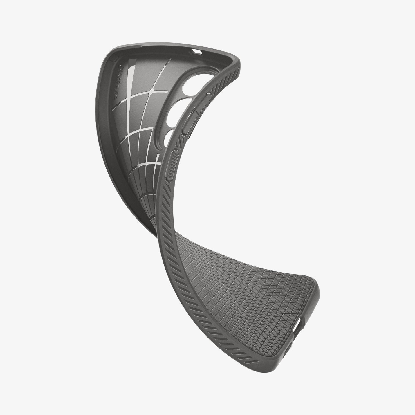 ACS09421 - Galaxy S25 Edge Case Liquid Air in Marble Gray showing the partial inner and partial back case twisted