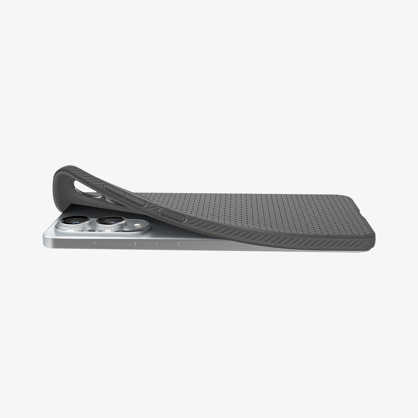ACS09421 - Galaxy S25 Edge Case Liquid Air in Marble Gray showing the back and partial side while corner is slightly lifting