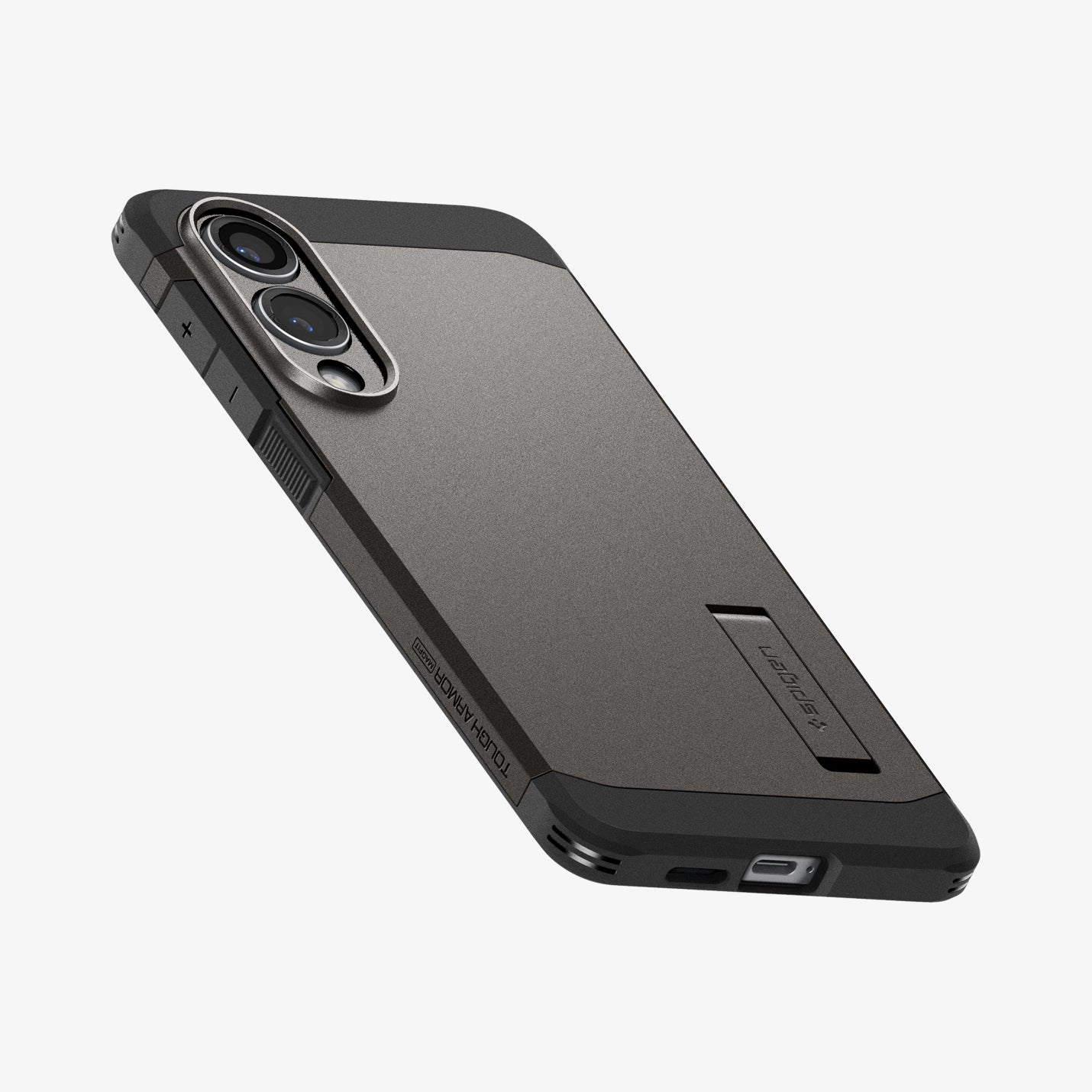 ACS09423 - Galaxy S25 Edge Case Tough Armor AI (MagFit) in Gunmetal showing the back, partial side and bottom