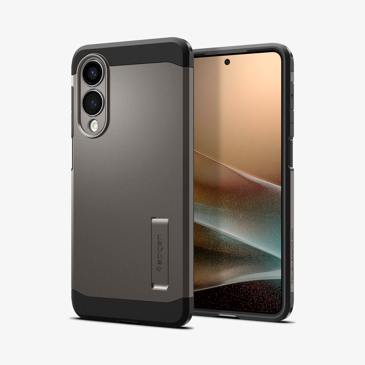 ACS09423 - Galaxy S25 Edge Case Tough Armor AI (MagFit) in Gunmetal showing the back, partial front and sides