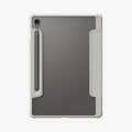 ACS09533 - Galaxy Tab S10 FE Case Ultra Hybrid Pro in Gray showing the back with s pen attached