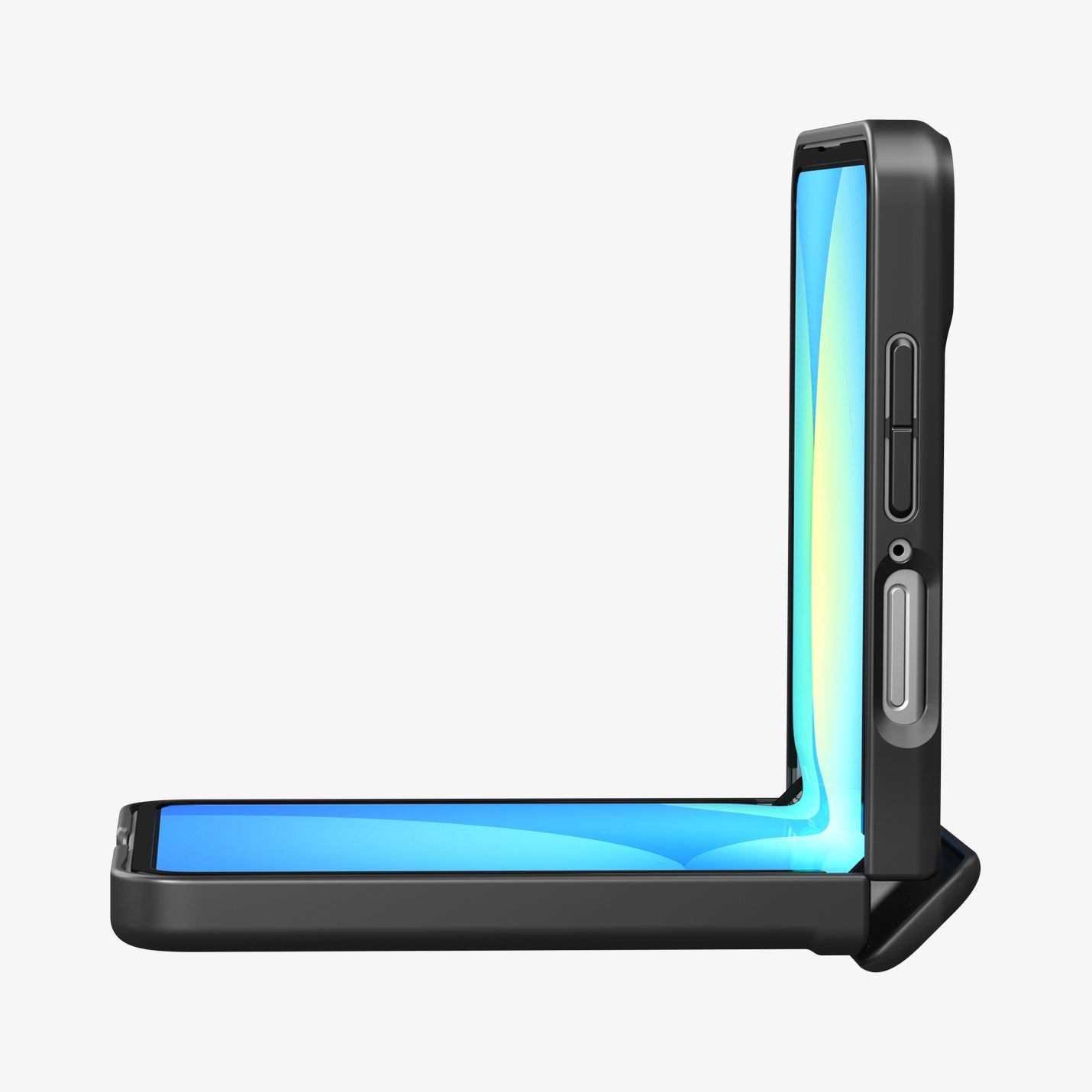ACS09768 - Galaxy Z Flip 7 Case Air Fit Pro (MagFit) in black showing the side and partial front