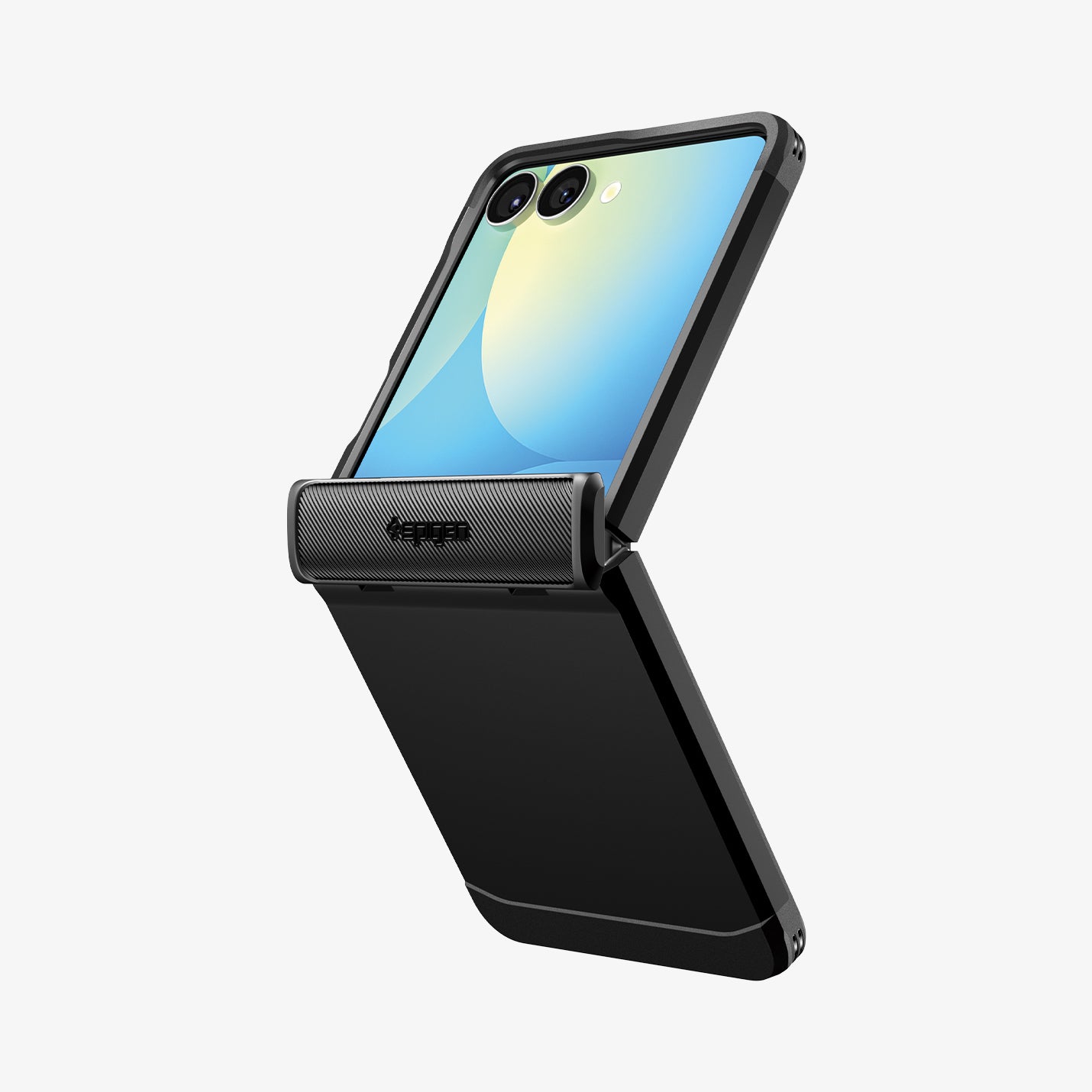 ACS09558 - Galaxy Z Flip 7 Case Slim Armor Pro (MagFit) in black showing the back and partial side