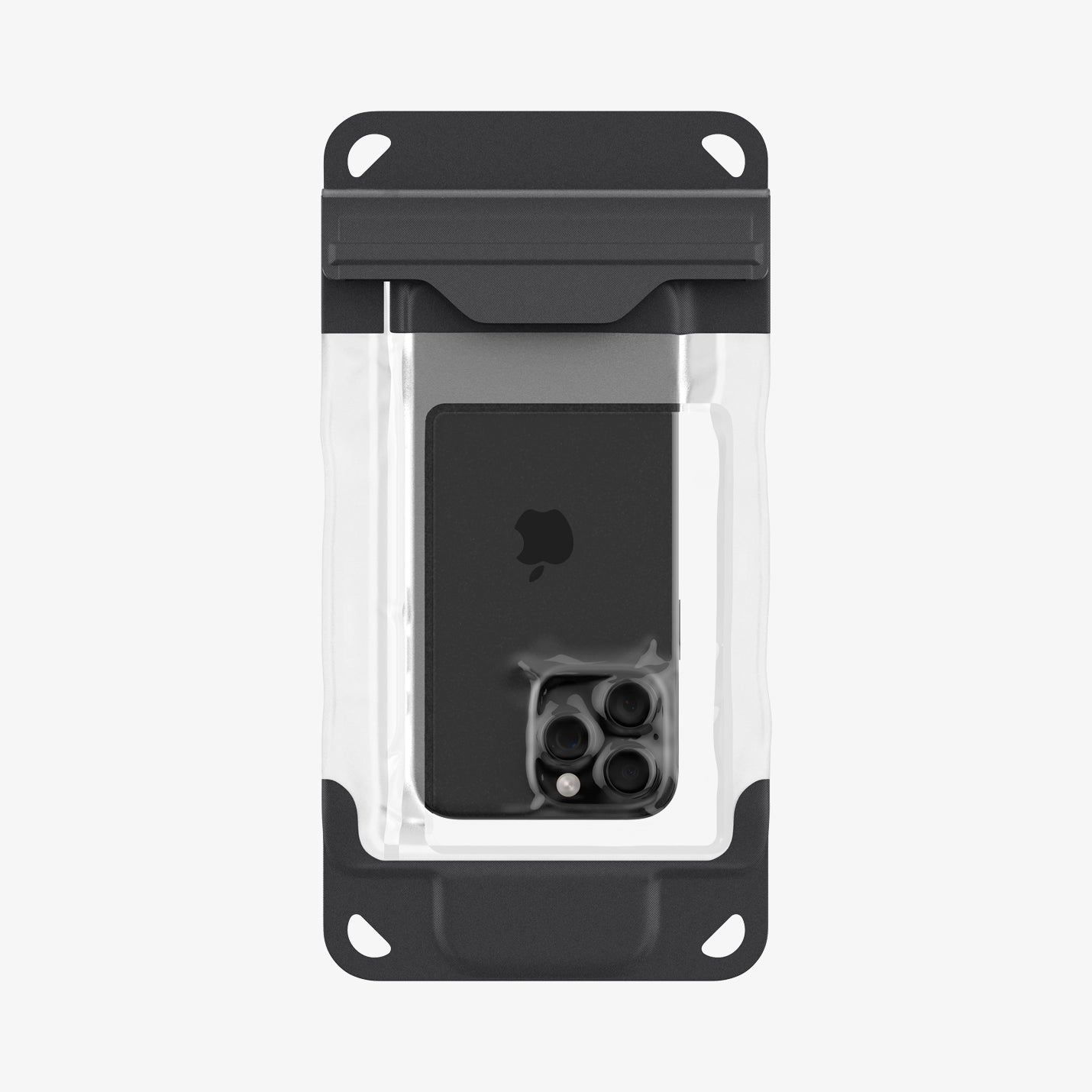ACS09306 - AquaShield Waterproof Phone Pouch | A602 in Black showing the back with the device inside positioned upside down