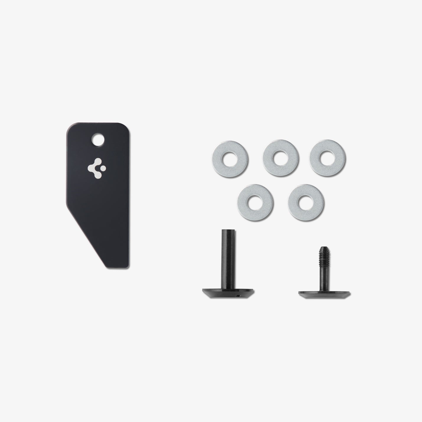 AHP09660 - Apple AirTag Valentinus Pro in Black showing the removal tool, washers and screws