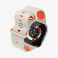 AMP09323 - Apple Watch Series - Nano Pop 46mm in Orange Beige showing the back bottom, strap partially curled up, back of the watch face and partial inner