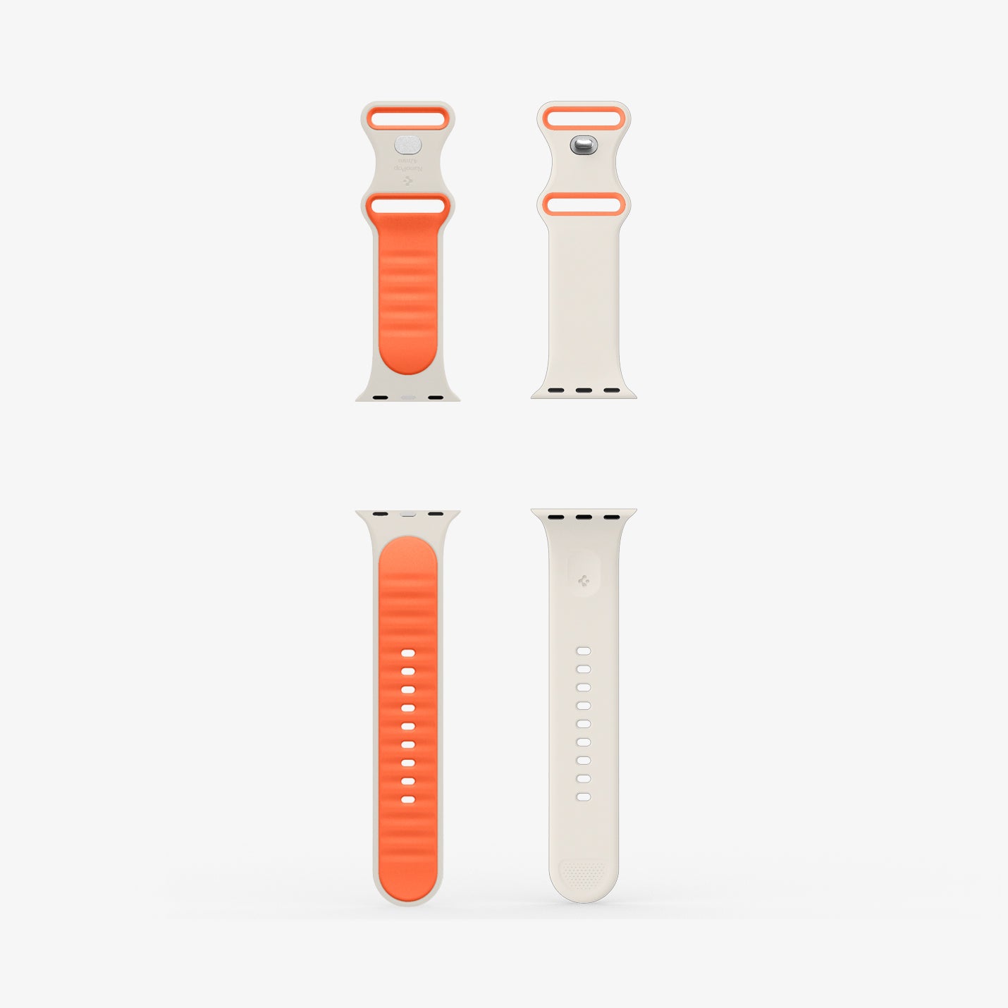 AMP09326 - Apple Watch Series - Nano Pop 42mm in Orange Beige showing the inner and outer of the band laid out