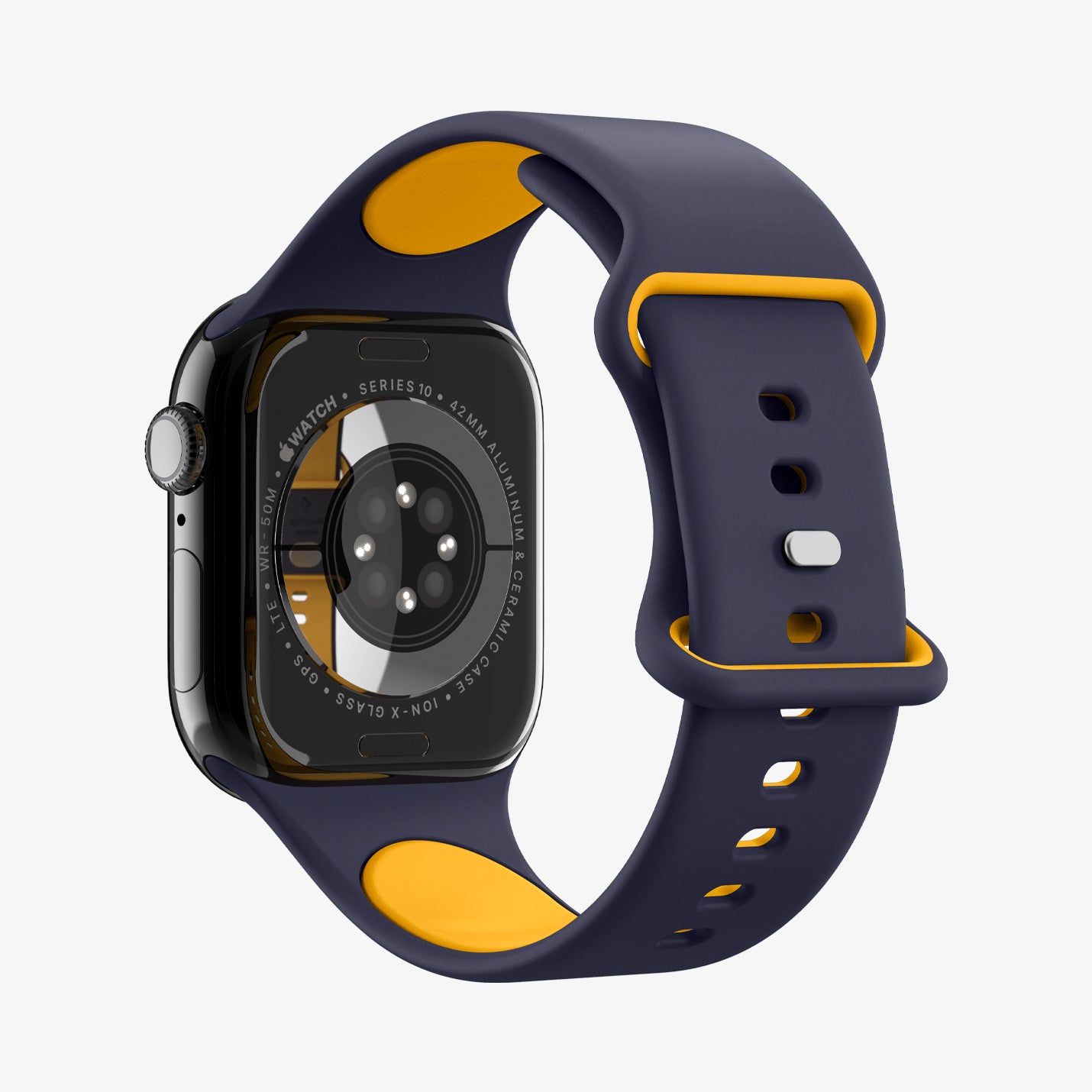 AMP09325 - Apple Watch Series - Nano Pop 42mm in Blueberry Navy showing the back, partial side, inner and back bottom