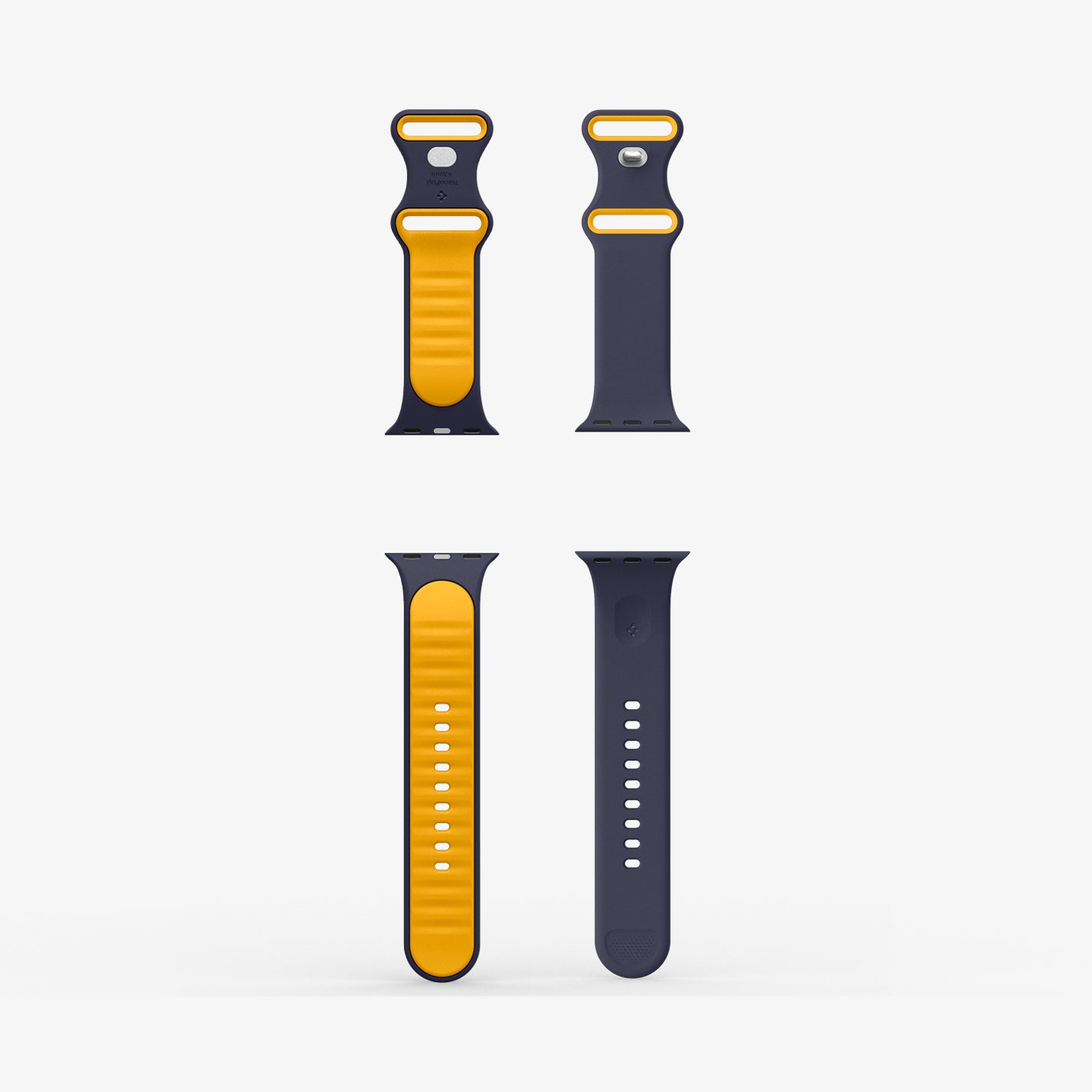 AMP09325 - Apple Watch Series - Nano Pop 42mm in Blueberry Navy showing the inner and outer of the band laid out