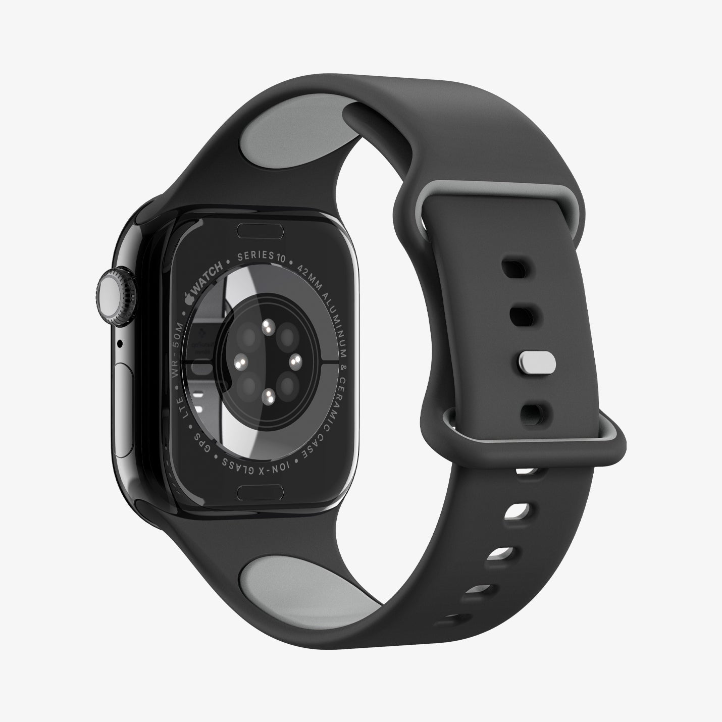AMP09324 - Apple Watch Series - Nano Pop 42mm in Black Sesame showing the back, partial side, inner and back bottom