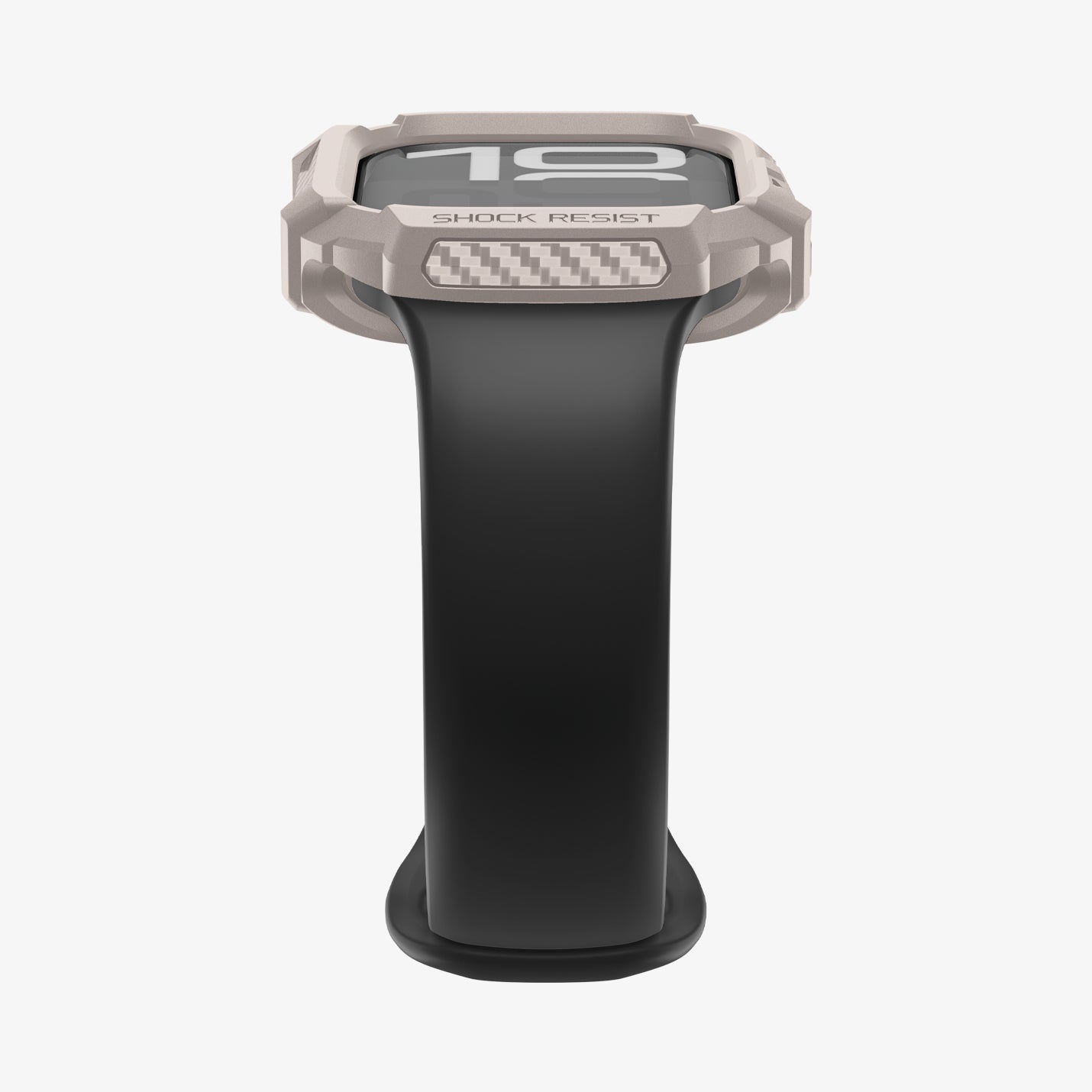 ACS10493 - Apple Watch 10/11 (42mm) Rugged Armor 2 in Dune Beige showing bottom with band
