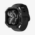 ACS10491 - Apple Watch 10/11 (42mm) Rugged Armor 2 in Matte Black showing the front and inside of band