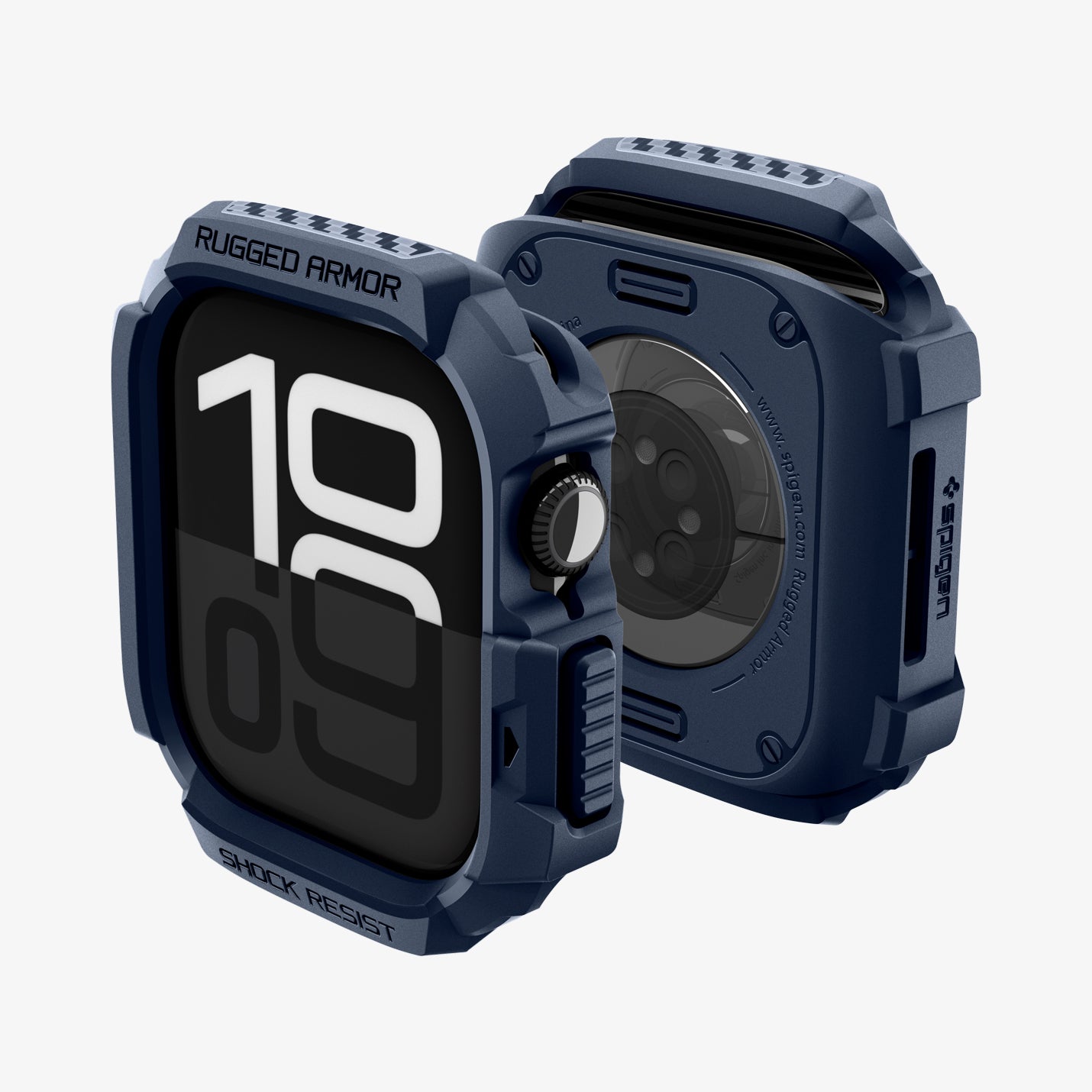 ACS10492 - Apple Watch 10/11 (42mm) Rugged Armor 2 in Navy Blue showing the front, back and sides