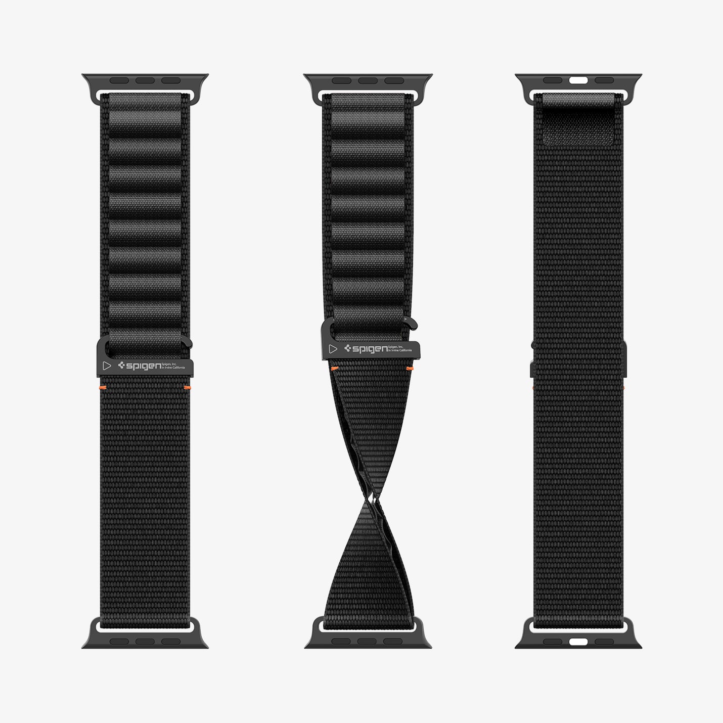 AMP10144 - Apple Watch Ultra (49mm) WBF1 in Black showing the 3 different view of the strap
