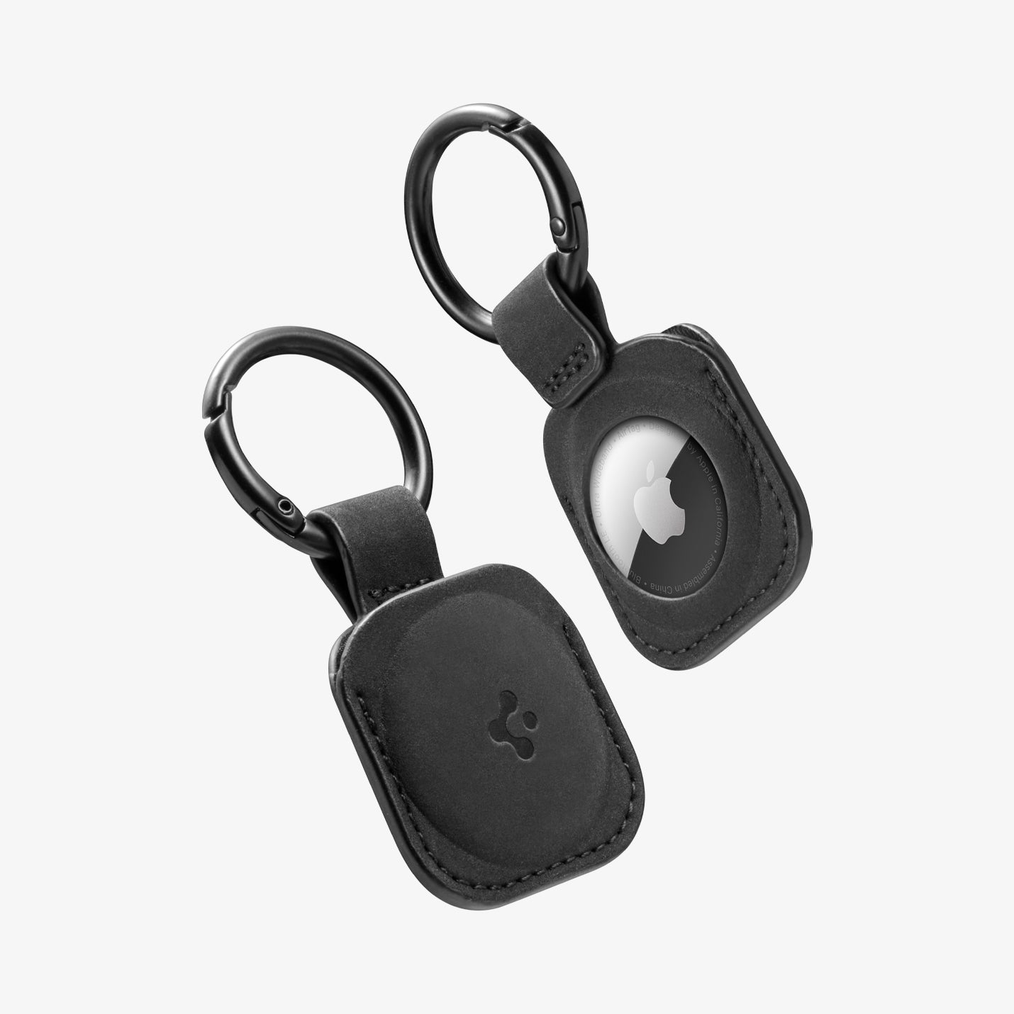 ACS09750 - AirTag Holder Keychain | AT200 in Black showing the front and back with carabiners