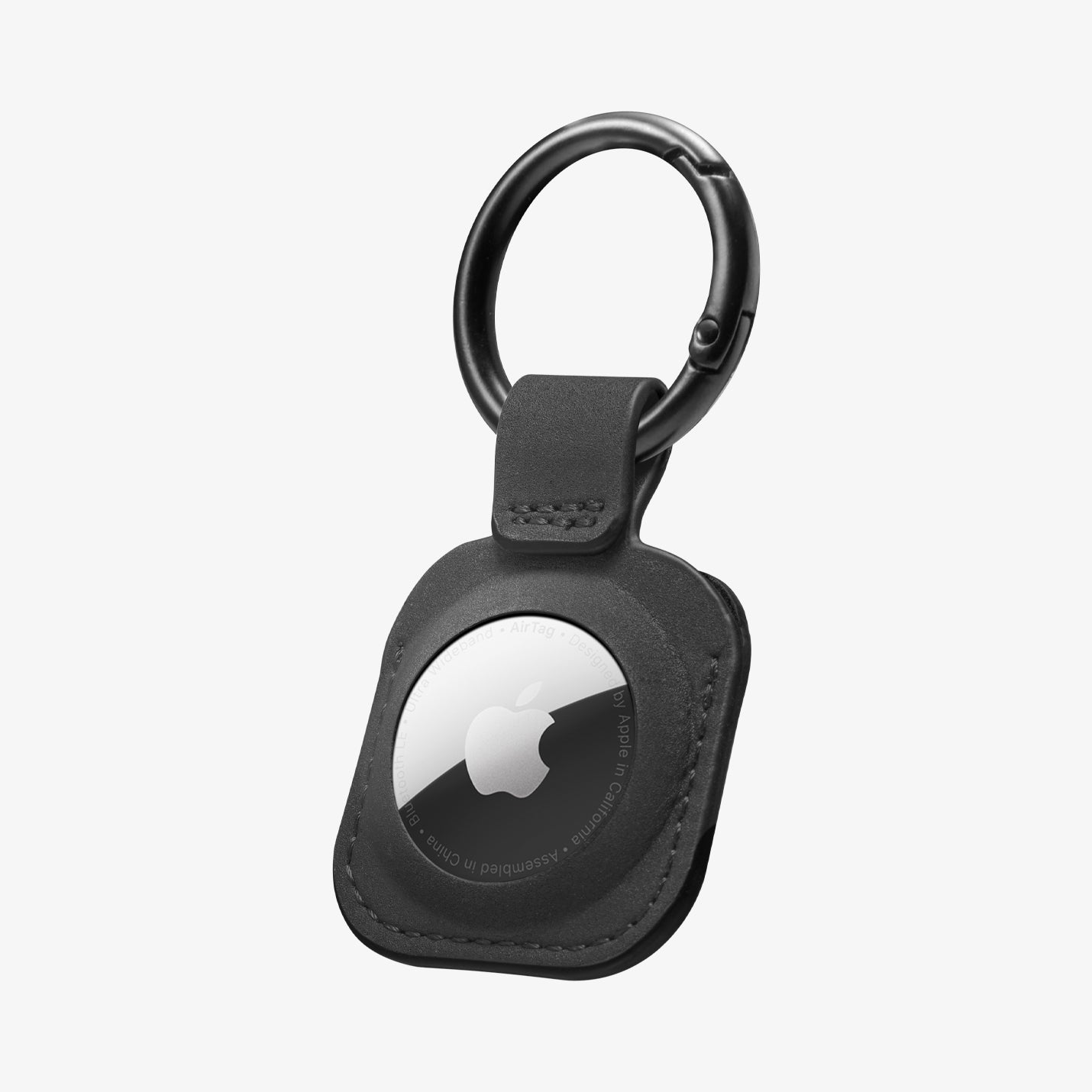 ACS09750 - AirTag Holder Keychain | AT200 in Black showing the front and partial side with carabiner