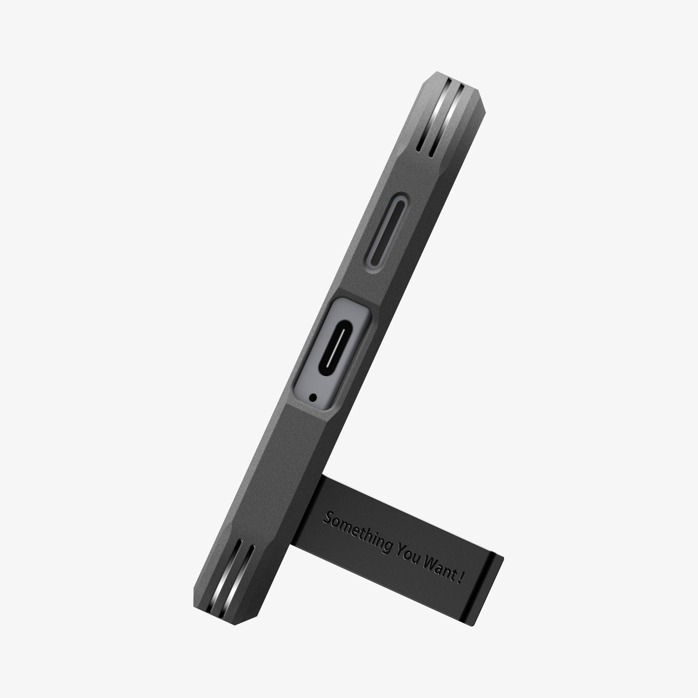 ACS10029 - Galaxy S25 FE Case Tough Armor (MagFit) in black showing the bottom with device propped up by built in kickstand