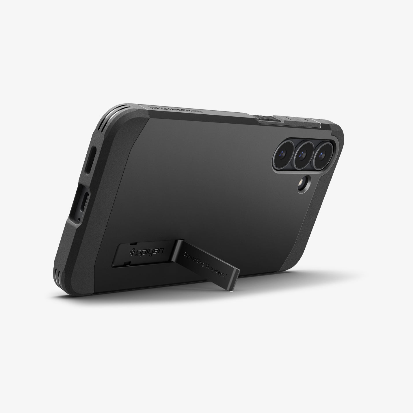 ACS10029 - Galaxy S25 FE Case Tough Armor (MagFit) in black showing the back with device propped up by built in kickstand