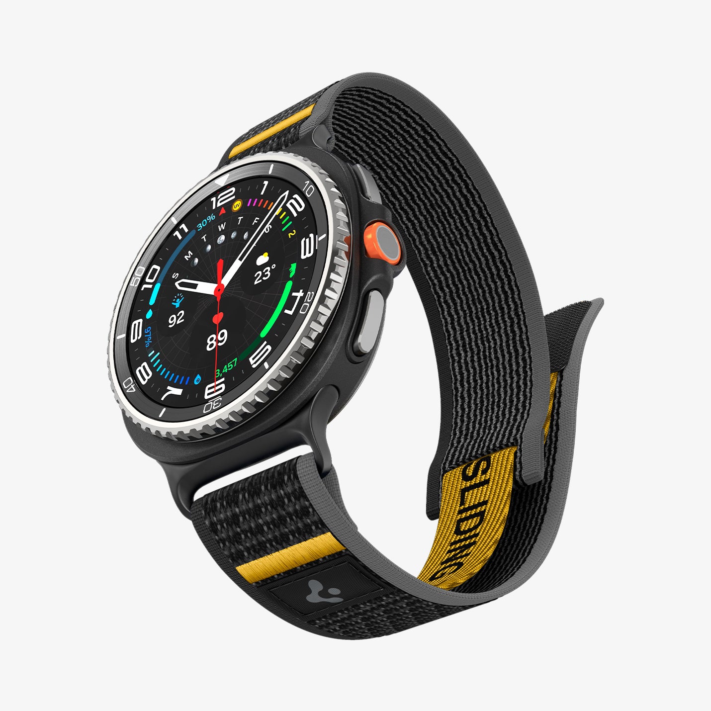AMP10111 - Galaxy Watch 8 Series Athlex Air in Active Blackshowing the front and partial inside of band
