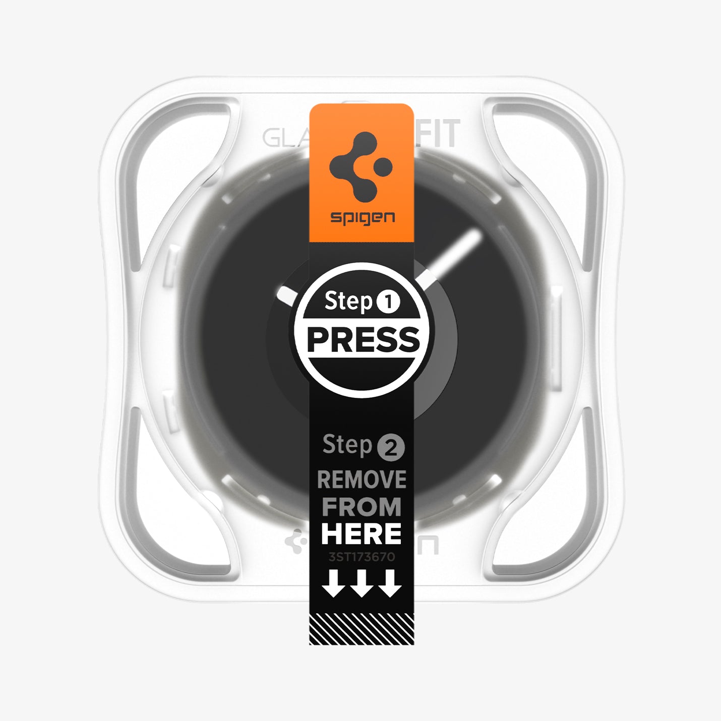 AGL09874 - Galaxy Watch 8 40mm GLAS.tR EZ Fit showing the front with ez fit tray installed on watch face