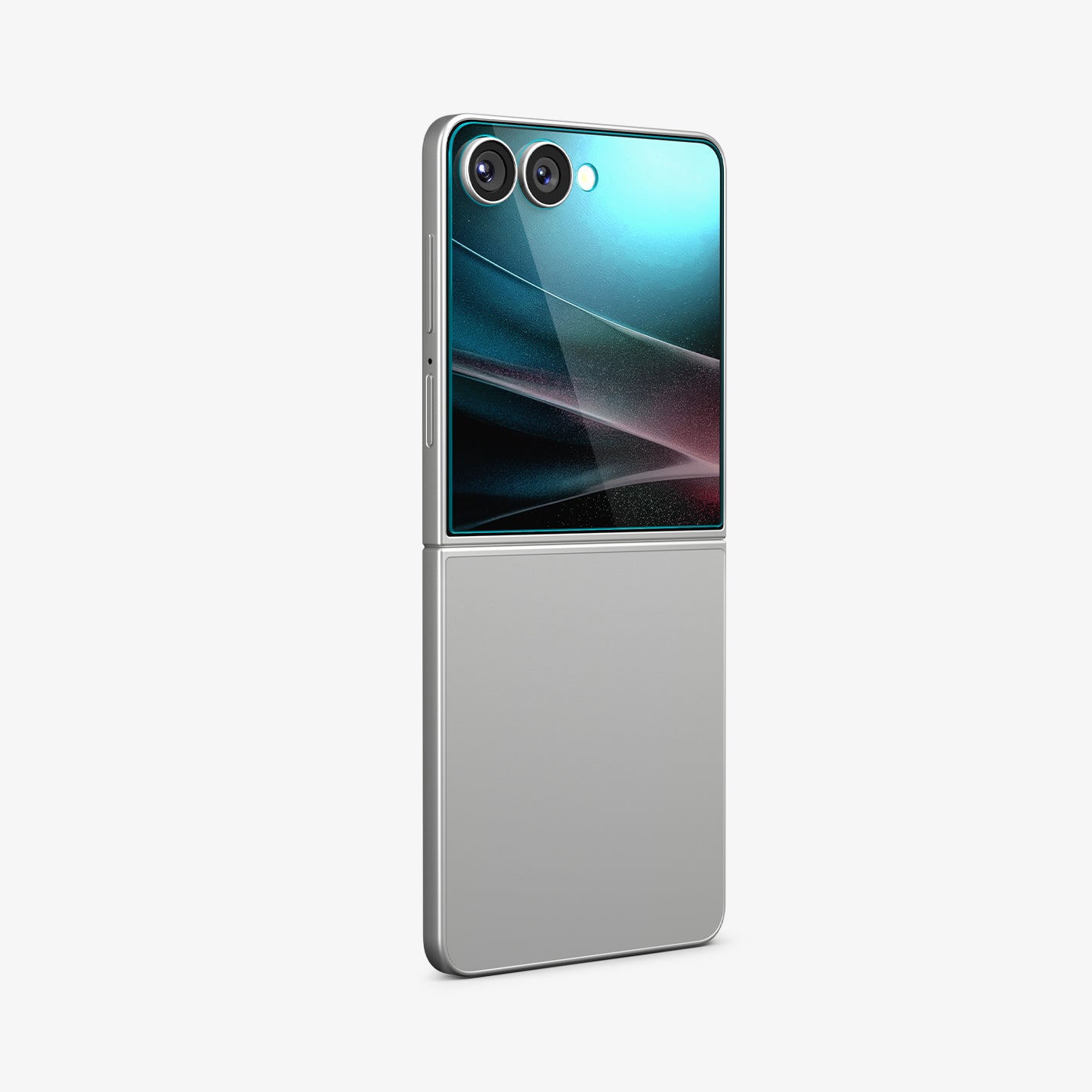 AGL09582 - Galaxy Z Flip 7 Screen Protector EZ Fit GLAS.tR showing the back with device fully open