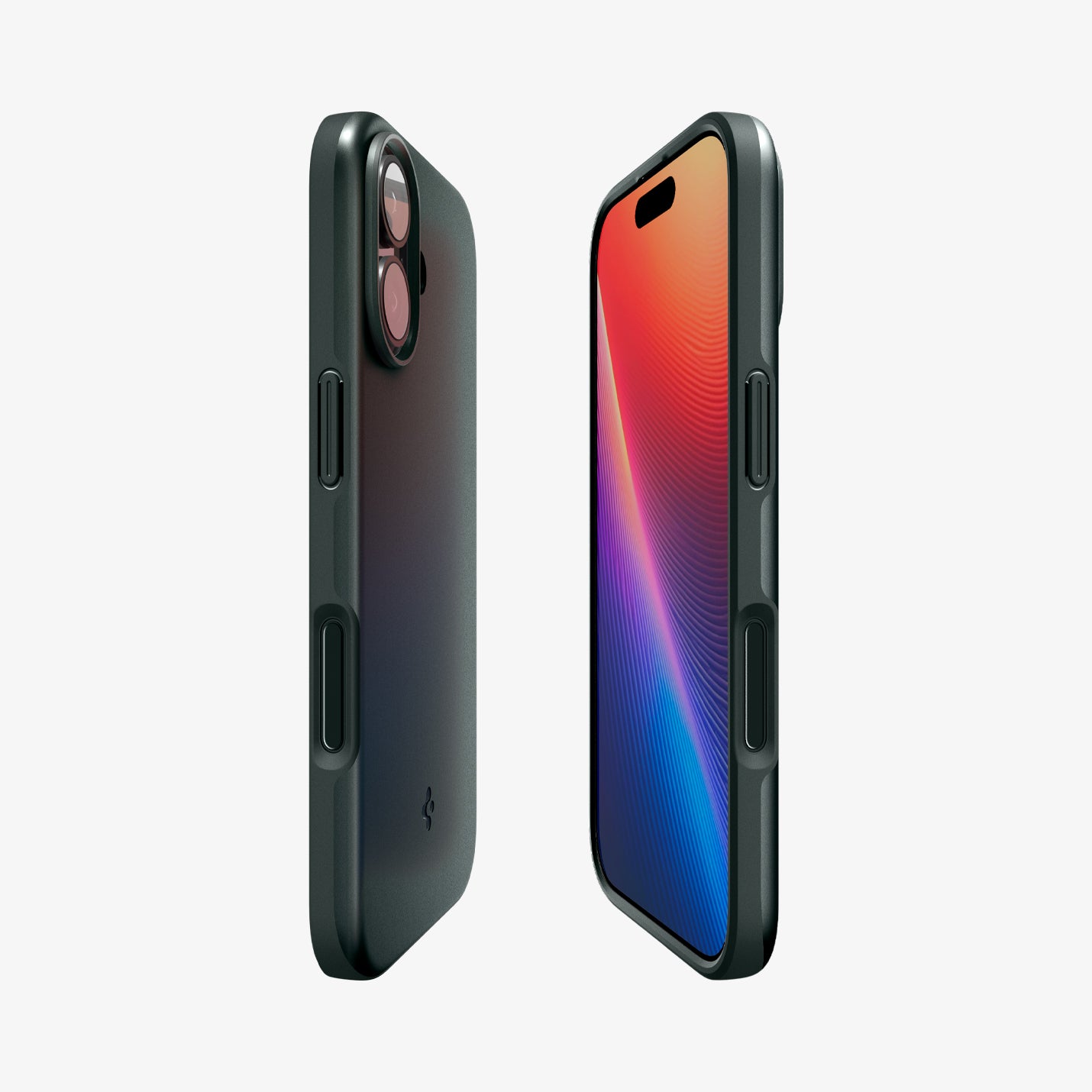 ACS09970 - iPhone 17 Thin Fit (MagFit) in Abyss Green showing the partial back, partial front, and sides