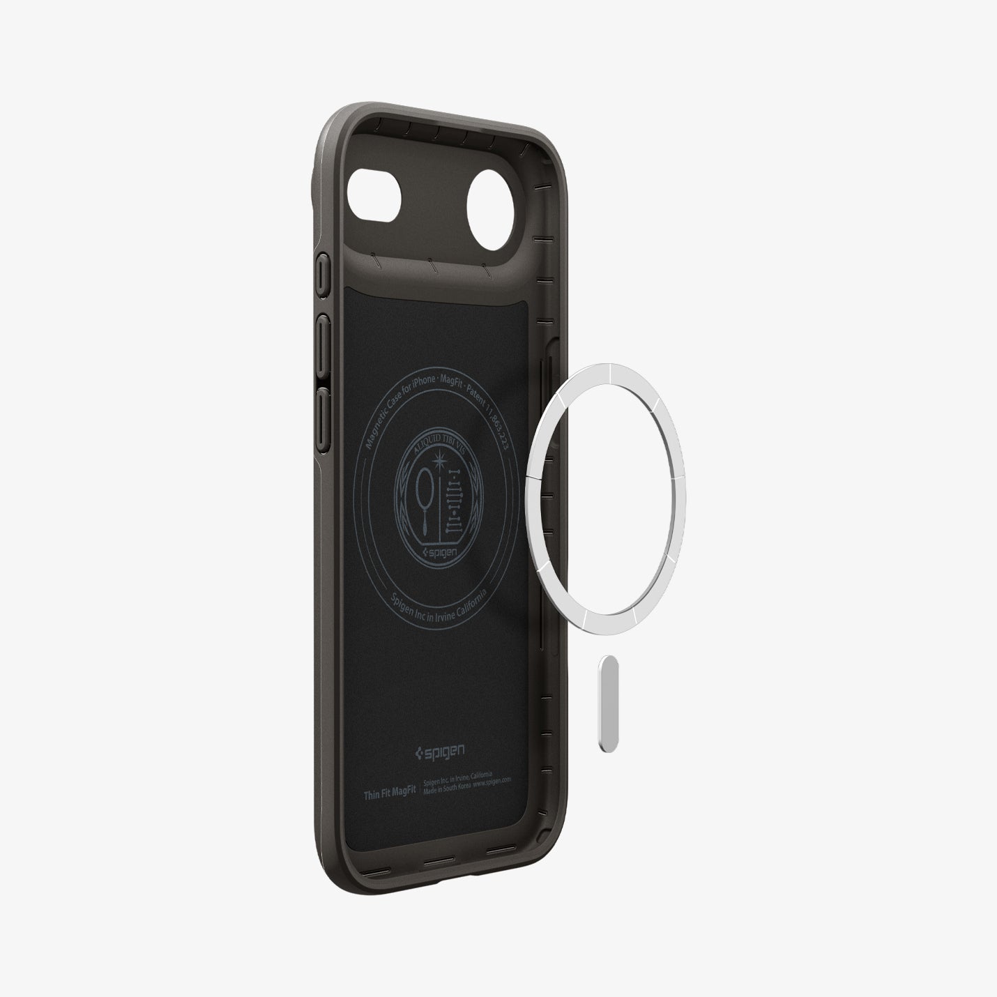 ACS09918 - iPhone 17 Air Thin Fit (MagFit) in Gunmetal showing inside with magfit magnet