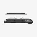 ACS09916 - iPhone 17 Air Thin Fit (MagFit) in Black showing the inner layer hovering above the detached magnet ring plate and the case