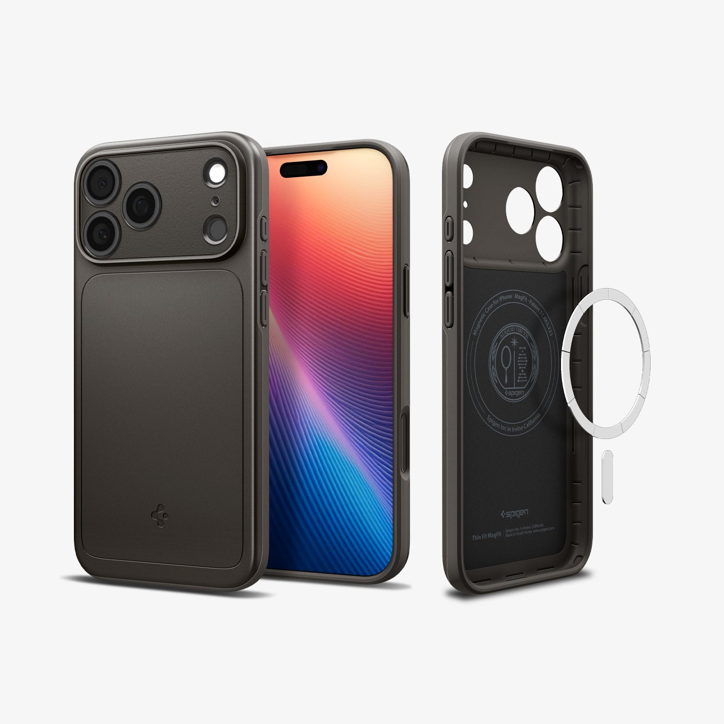 ACS09881 - iPhone 17 Pro Max Thin Fit (MagFit) in Gunmetal showing the back, front and inside