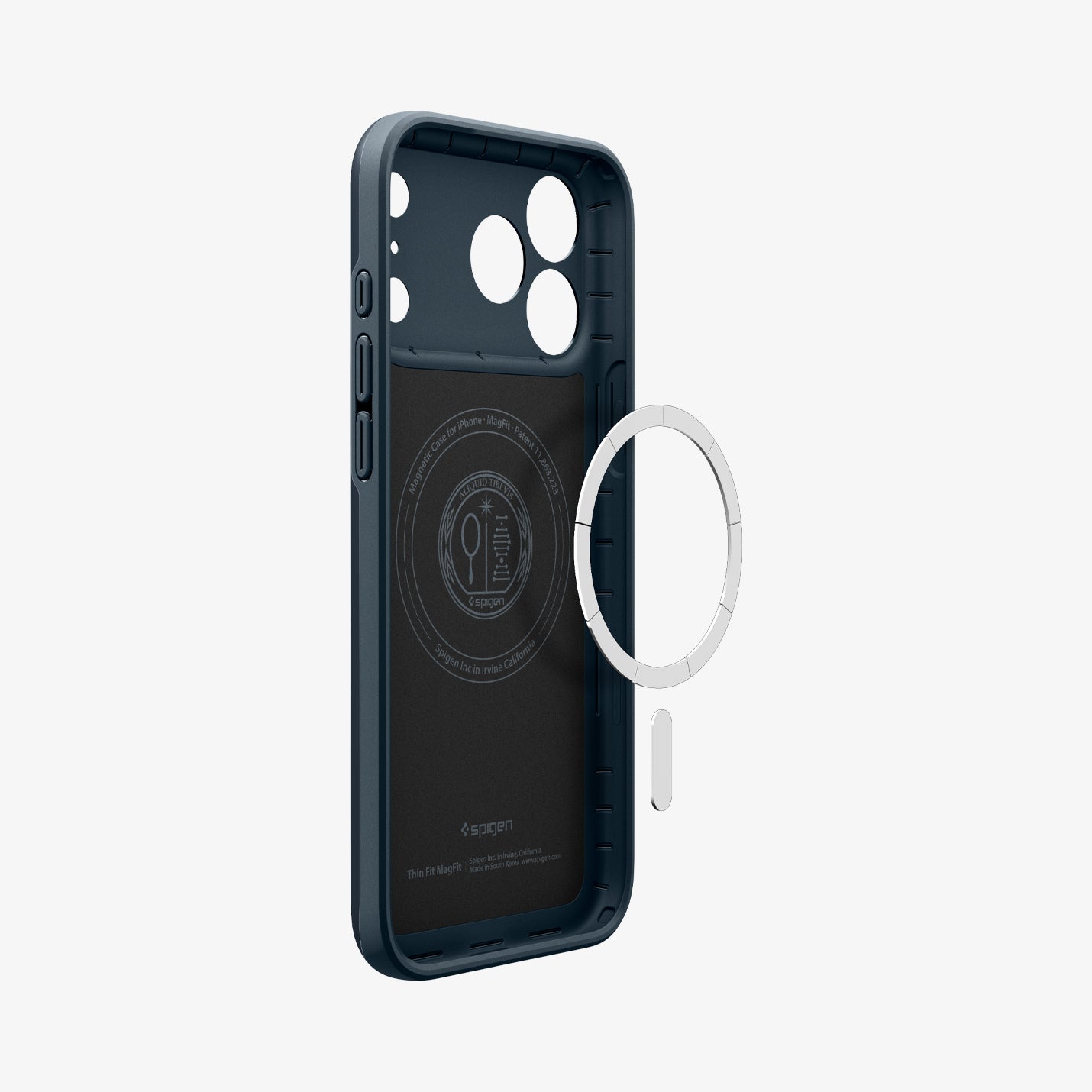 ACS09882 - iPhone 17 Pro Max Thin Fit (MagFit) in Metal Slate showing inside with magfit magnet