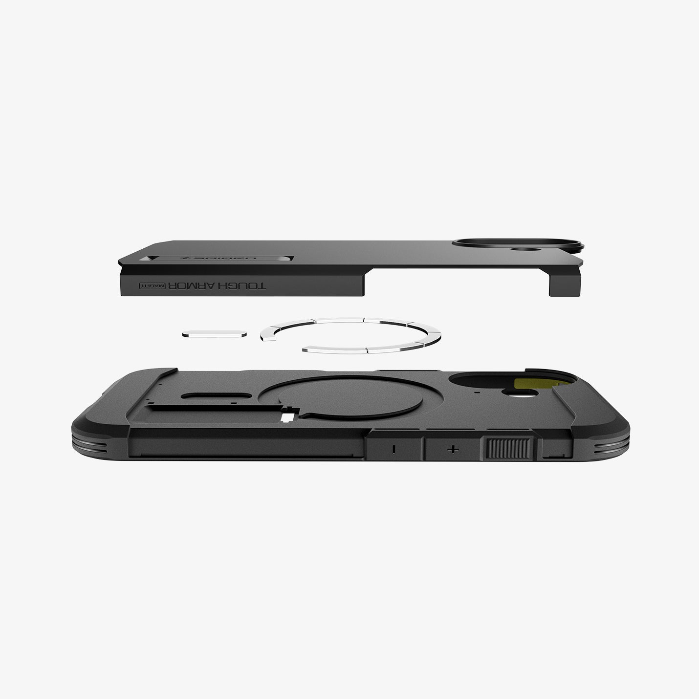 ACS09984 - iPhone 17 Case Tough Armor T AI (MagFit) in black showing the side and layers of case