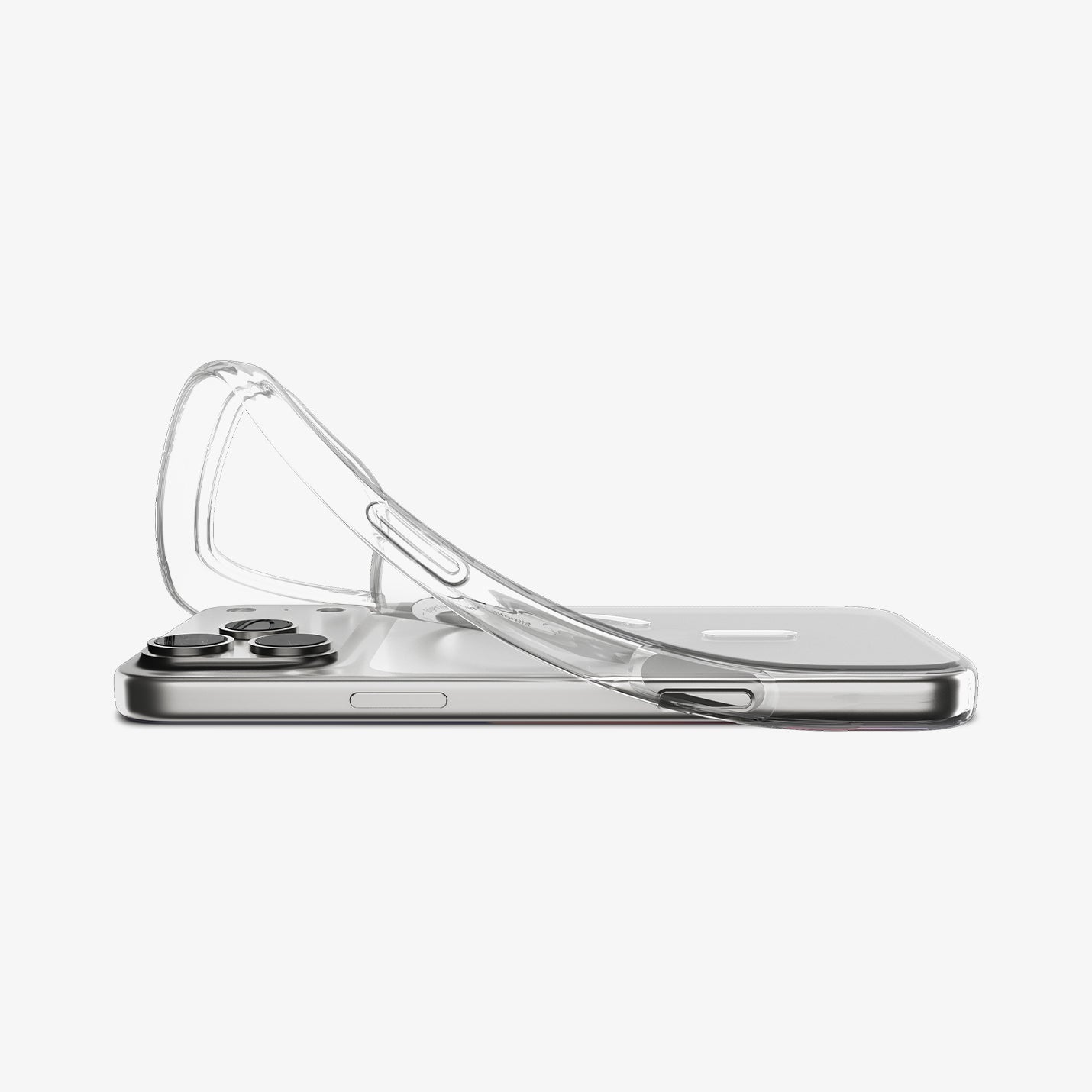 ACS09630 - iPhone 17 Pro Crystal Flex (MagFit) in Clear White showing the back, hovering above the device