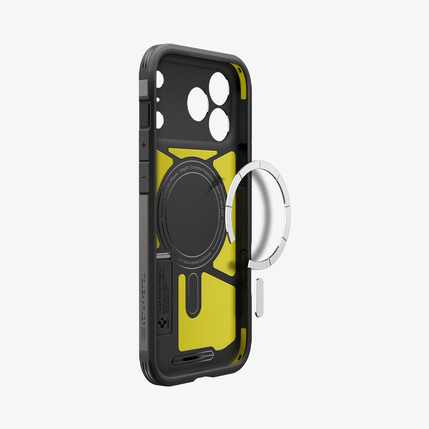 ACS09951 - iPhone 17 Pro Case Tough Armor T AI (MagFit) in gunmetal showing the inside magnet ring layers