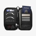 AFA07574 - Klasden Passport Organizer KD500 in Black showing the inner with multiple stuff inserted