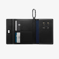 AFA08852 - Passport Holder AirTag in Black showing the inner with passport, cards and tf card ejector inside